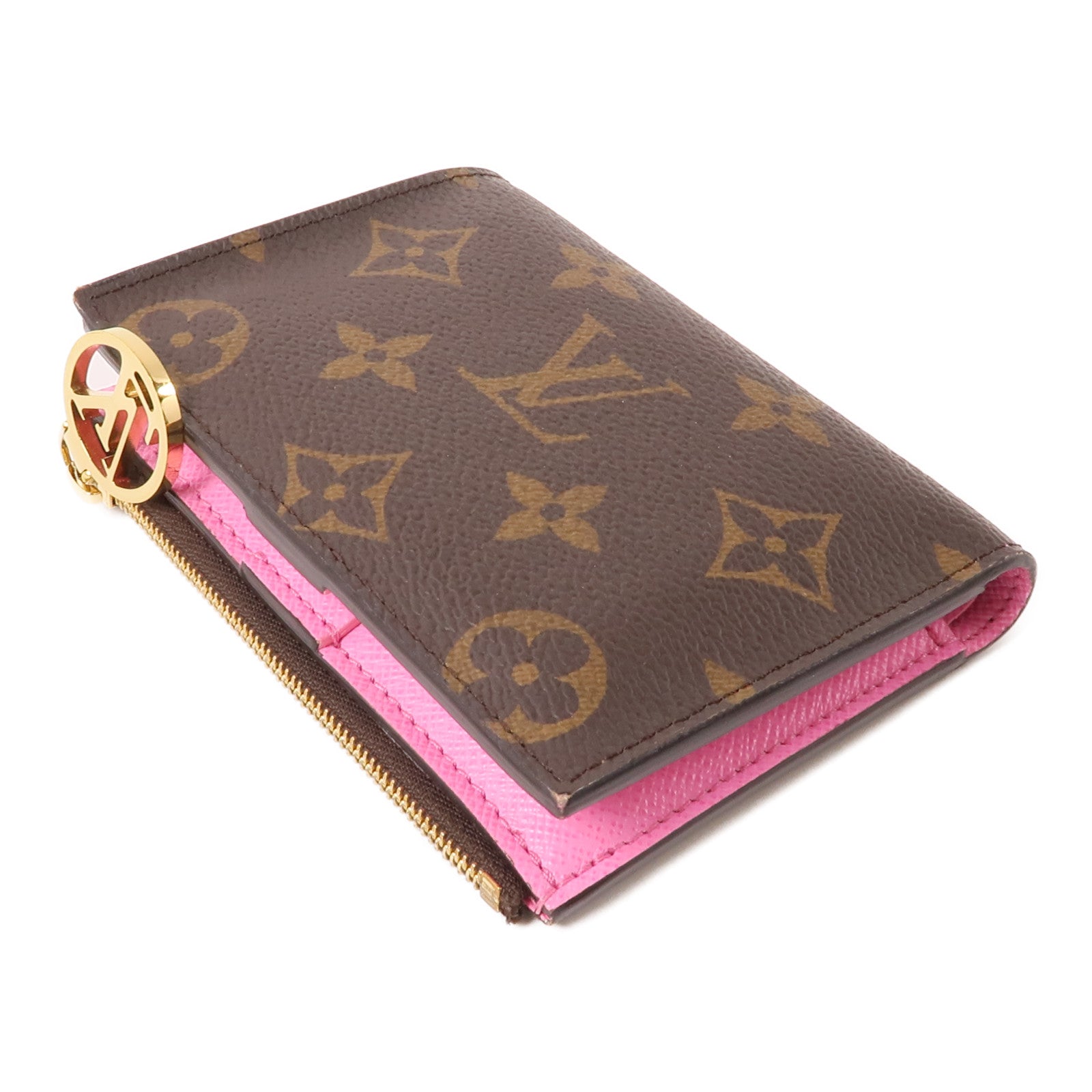 LOUIS VUITTON Monogram Lisa Wallet金扣錢包棕色/粉紅色