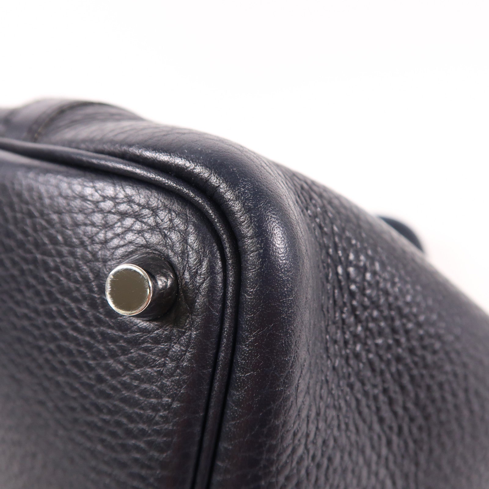 HERMES PHW Picotin Lock 18 PM Handbag Clemence Leather Bleu Nuit