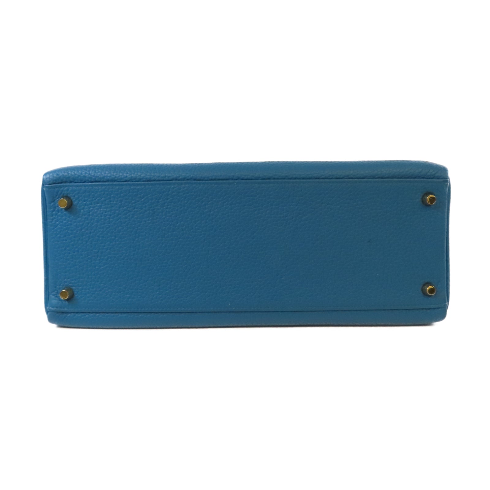 HERMES Clemence皮革Kelly 35金扣手挽肩背兩用袋Bleu Izmir 伊茲密爾藍色