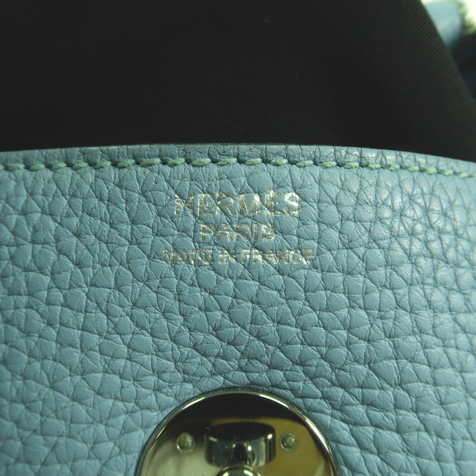 HERMES Clemence皮革Lindy 30銀扣手挽肩背兩用袋Bleu Atoll