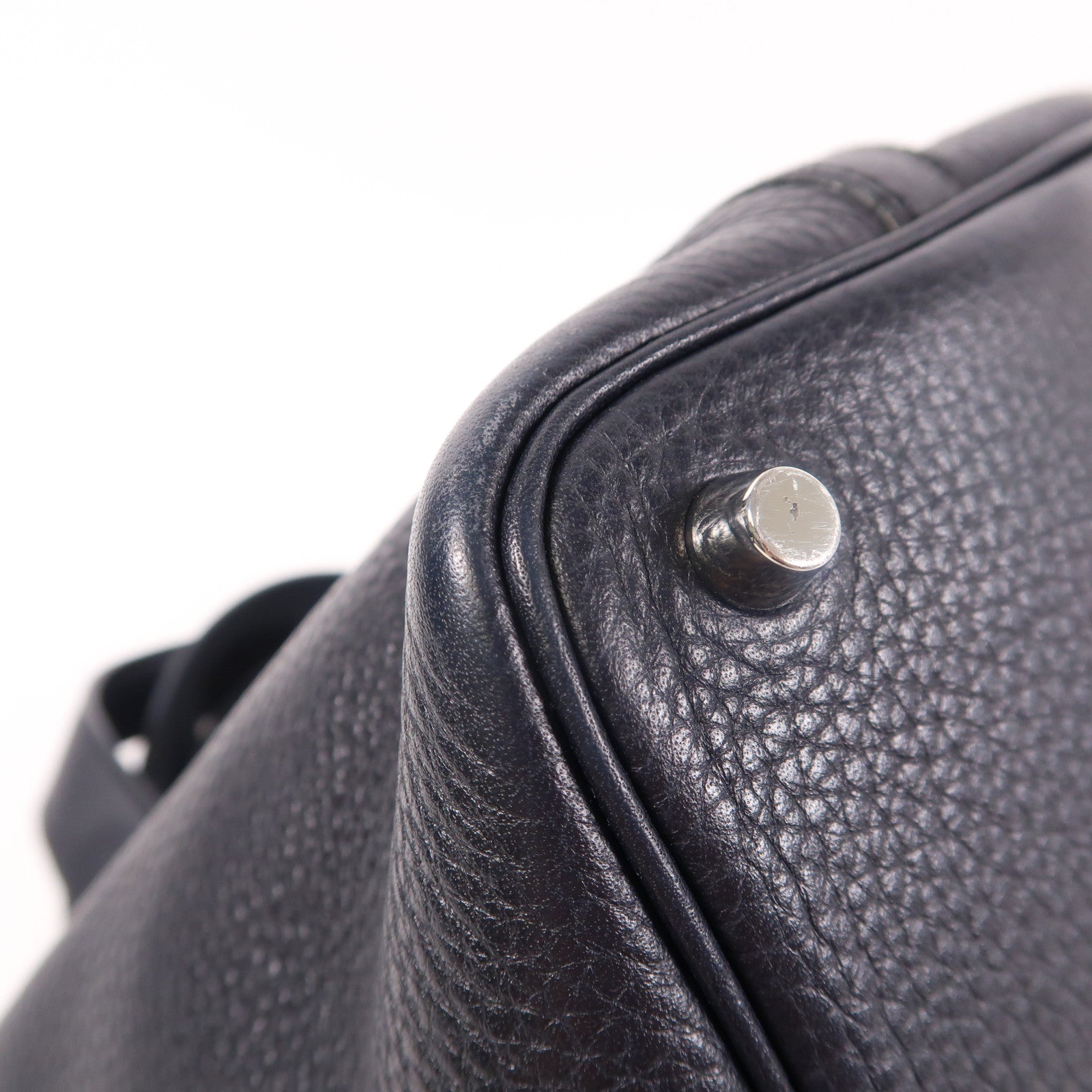 HERMES PHW Picotin Lock 18 PM Handbag Clemence Leather Bleu Nuit
