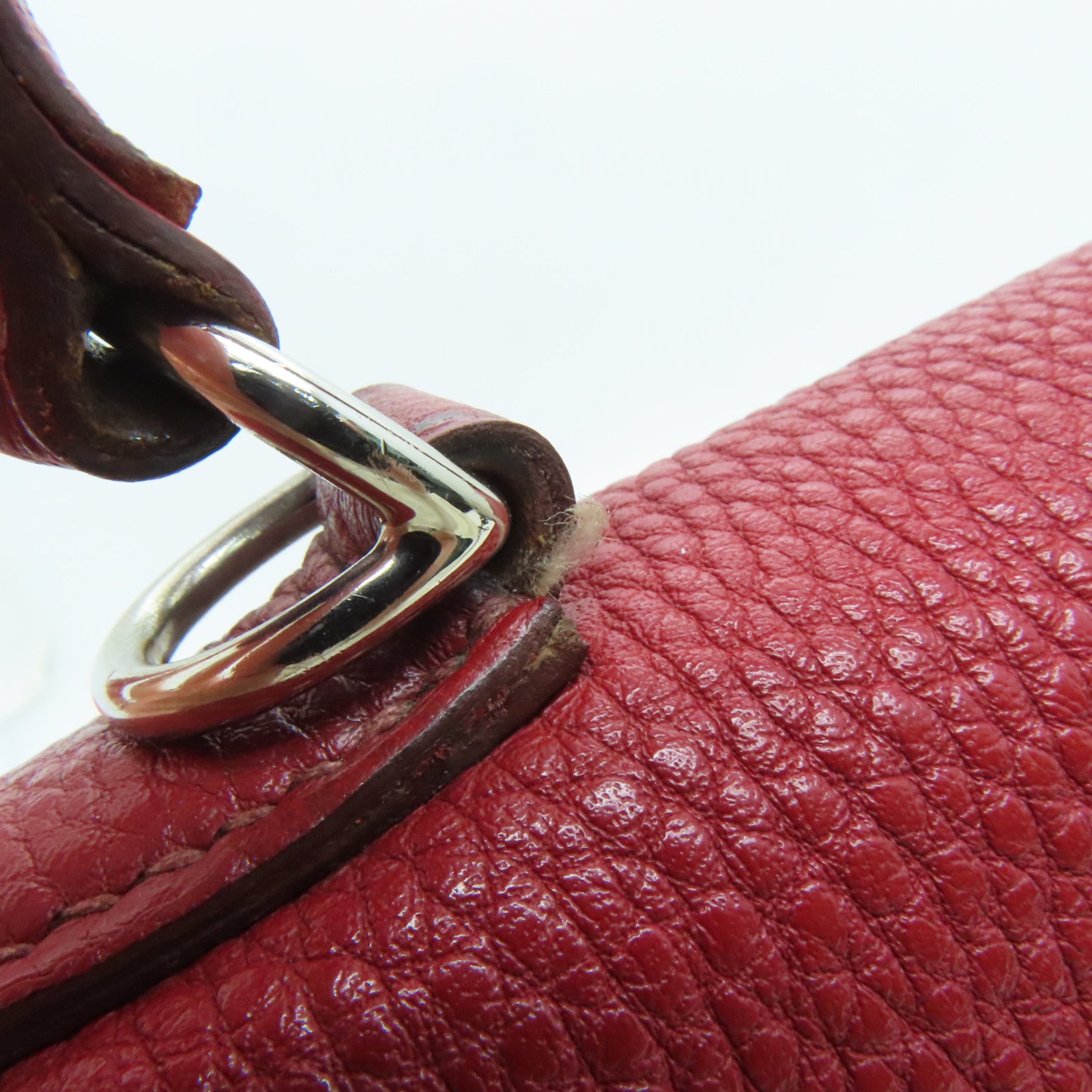 HERMES Togo皮革Kelly 28銀扣手挽肩背兩用袋暗紅色
