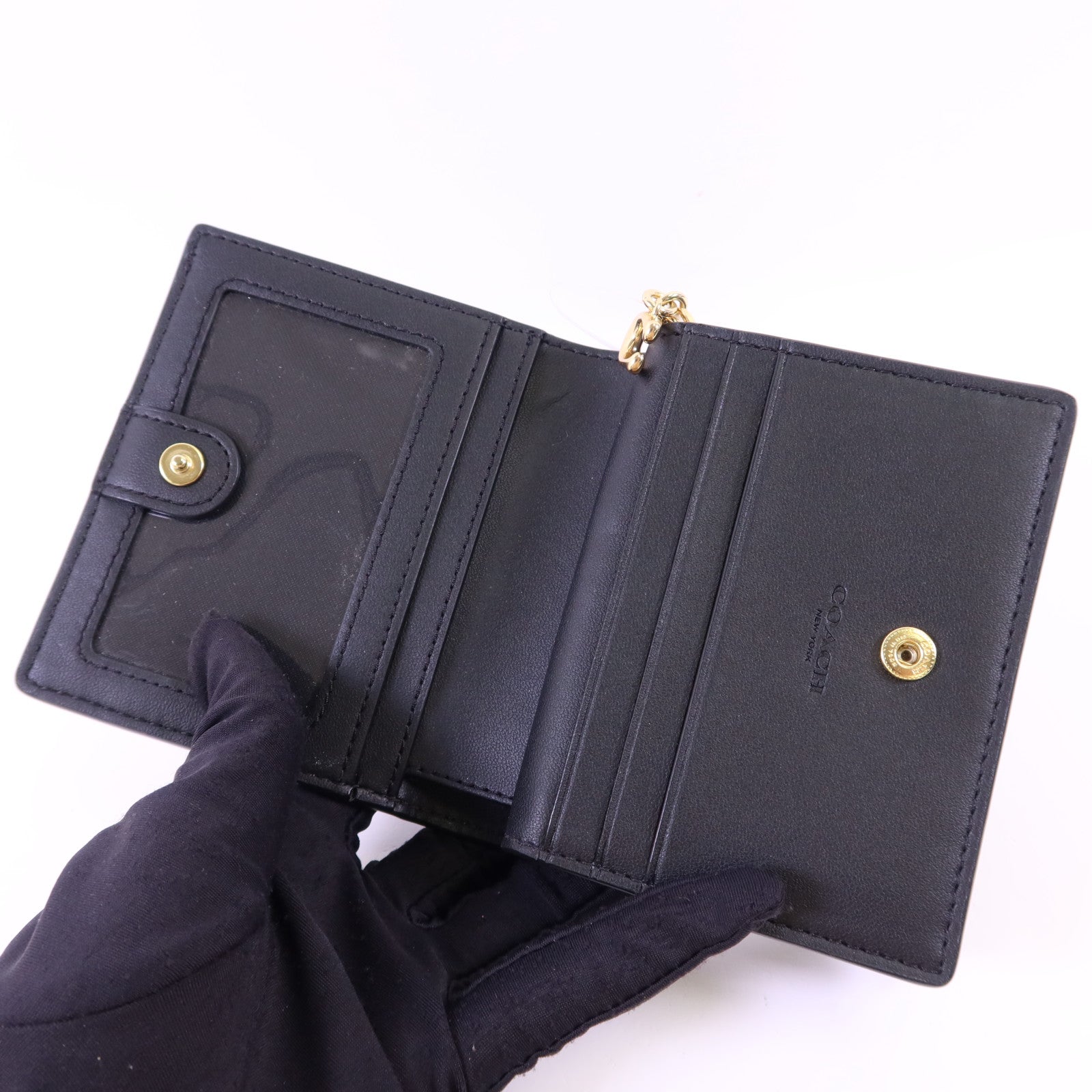 COACH 牛皮皮革Wallet金扣錢包