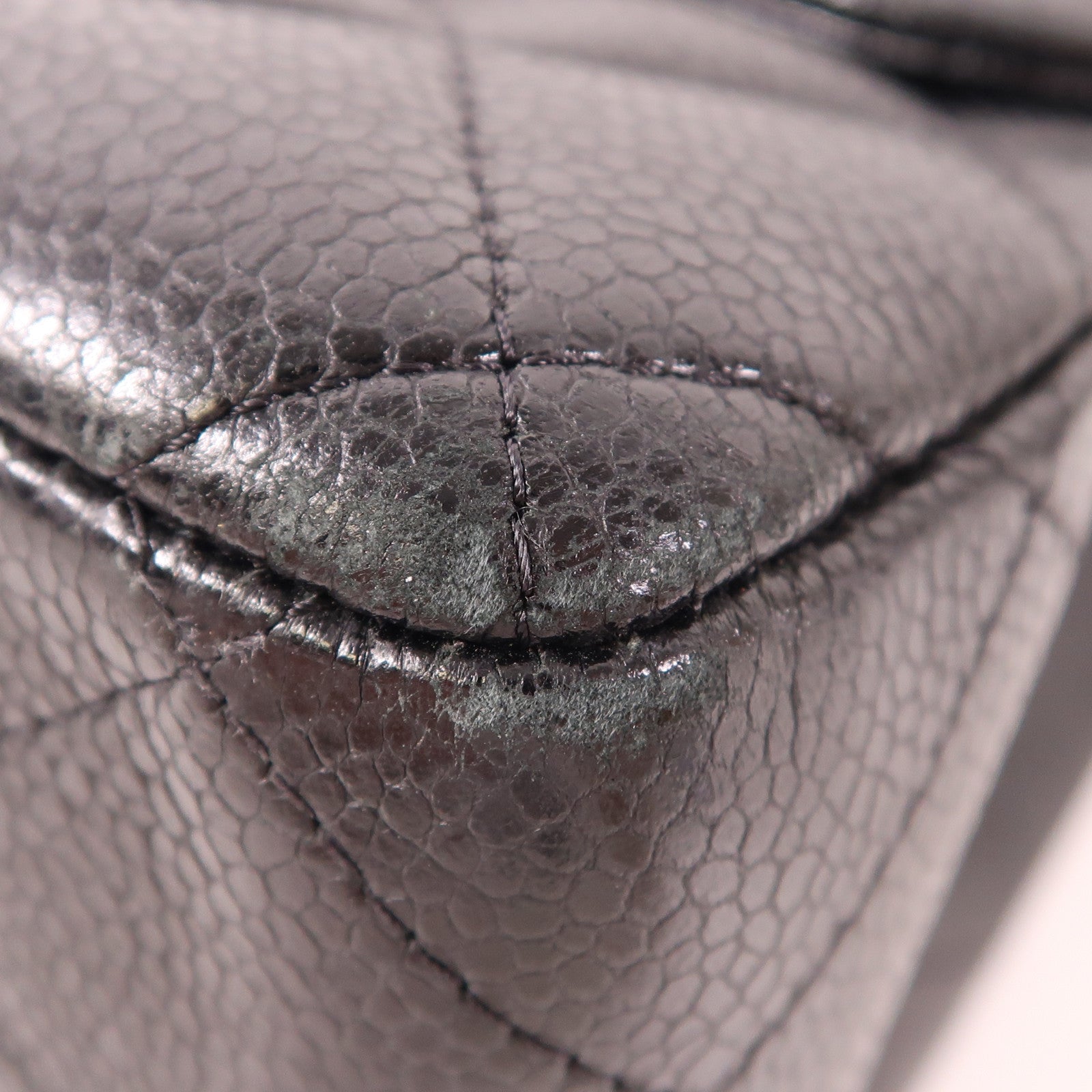 CHANEL 牛皮皮革Large Classic銀扣鏈帶肩背袋