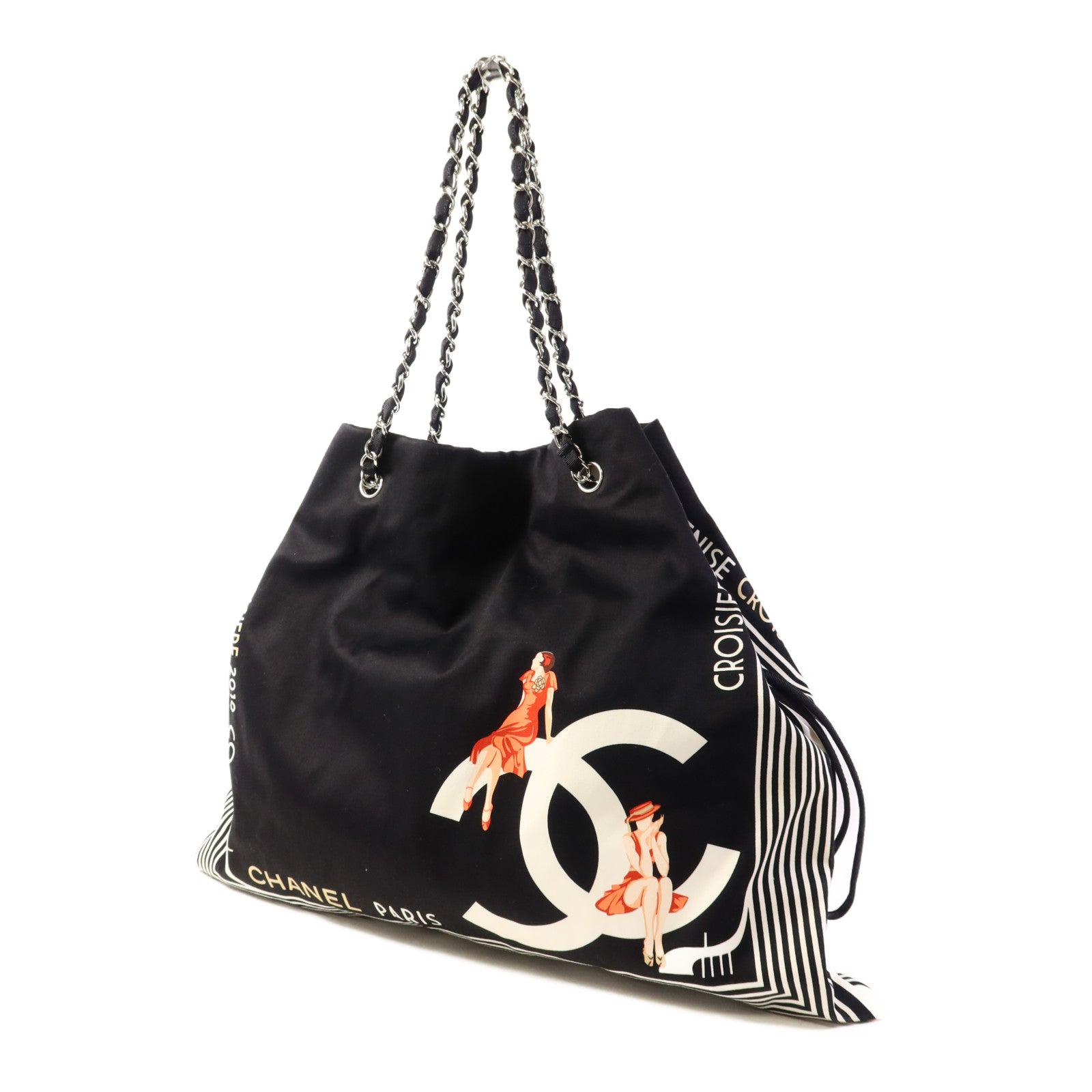CHANEL 布料Tote Bag銀扣手挽袋