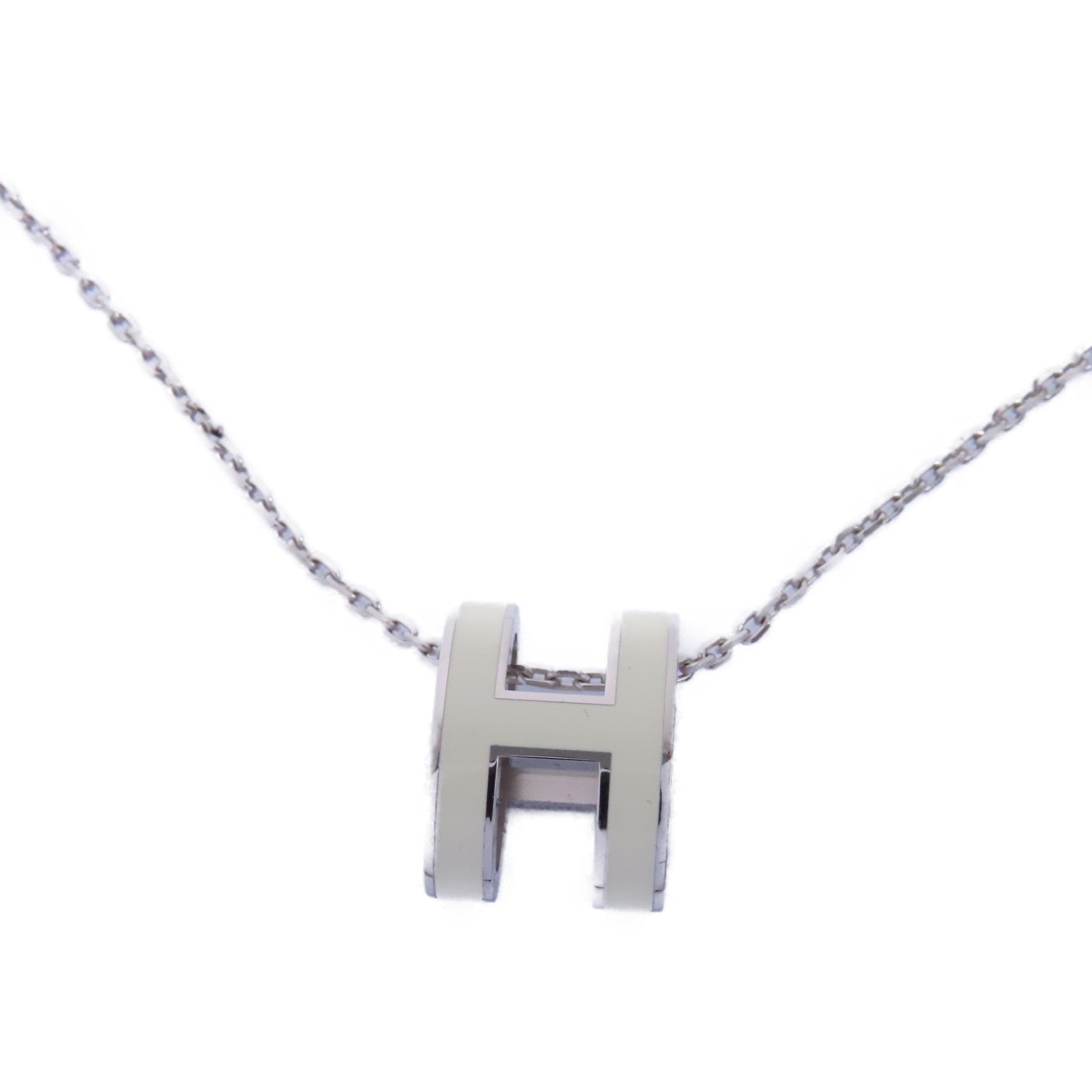 HERMES 金屬Pop H Necklace項鍊白色/銀色