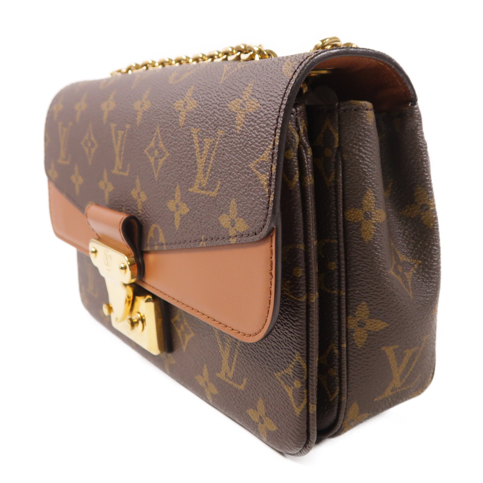 LOUIS VUITTON Monogram Marceau金扣鏈帶肩背袋棕色