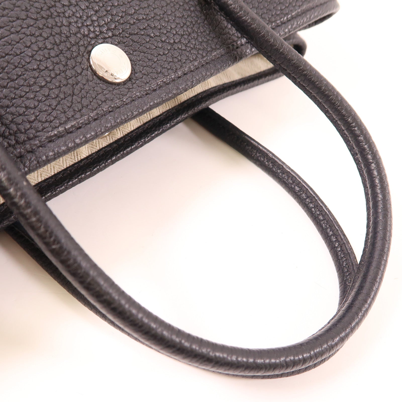 HERMES Negonda皮革Garden Party TPM銀扣手挽袋Noir