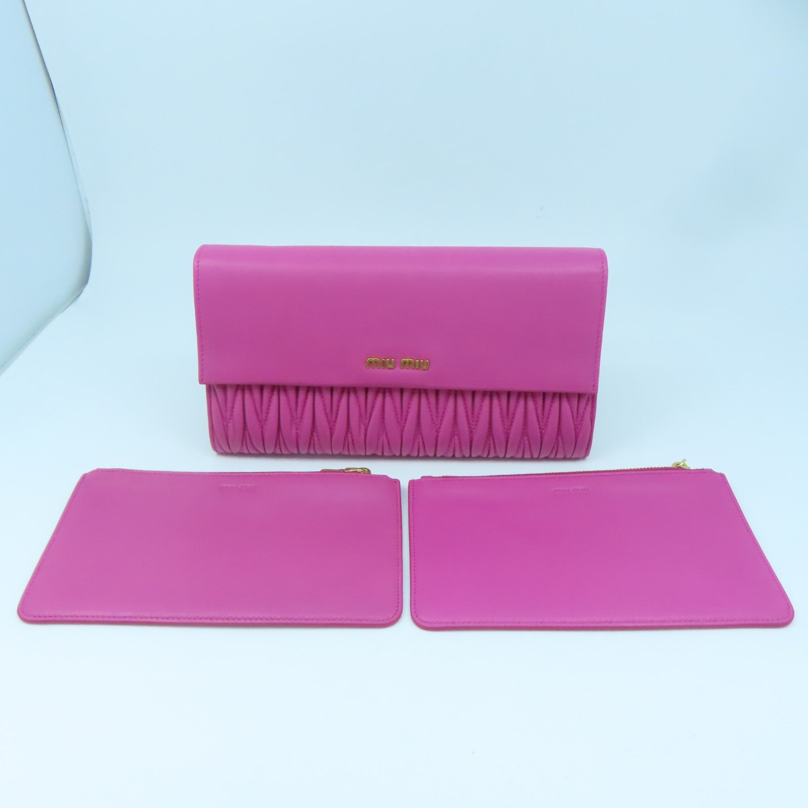 Miu Miu Sheepskin Leather Clutch Gold Buckle Clutch
