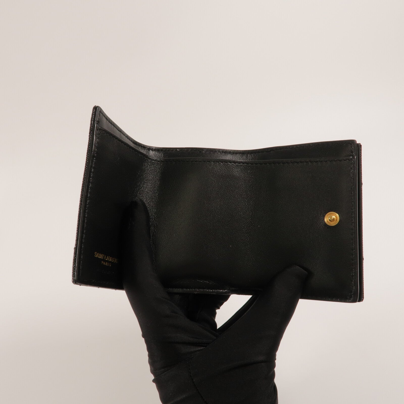 SAINT LAURENT 牛皮皮革Cassandre Matelasse Origami Tiny Wallet錢包
