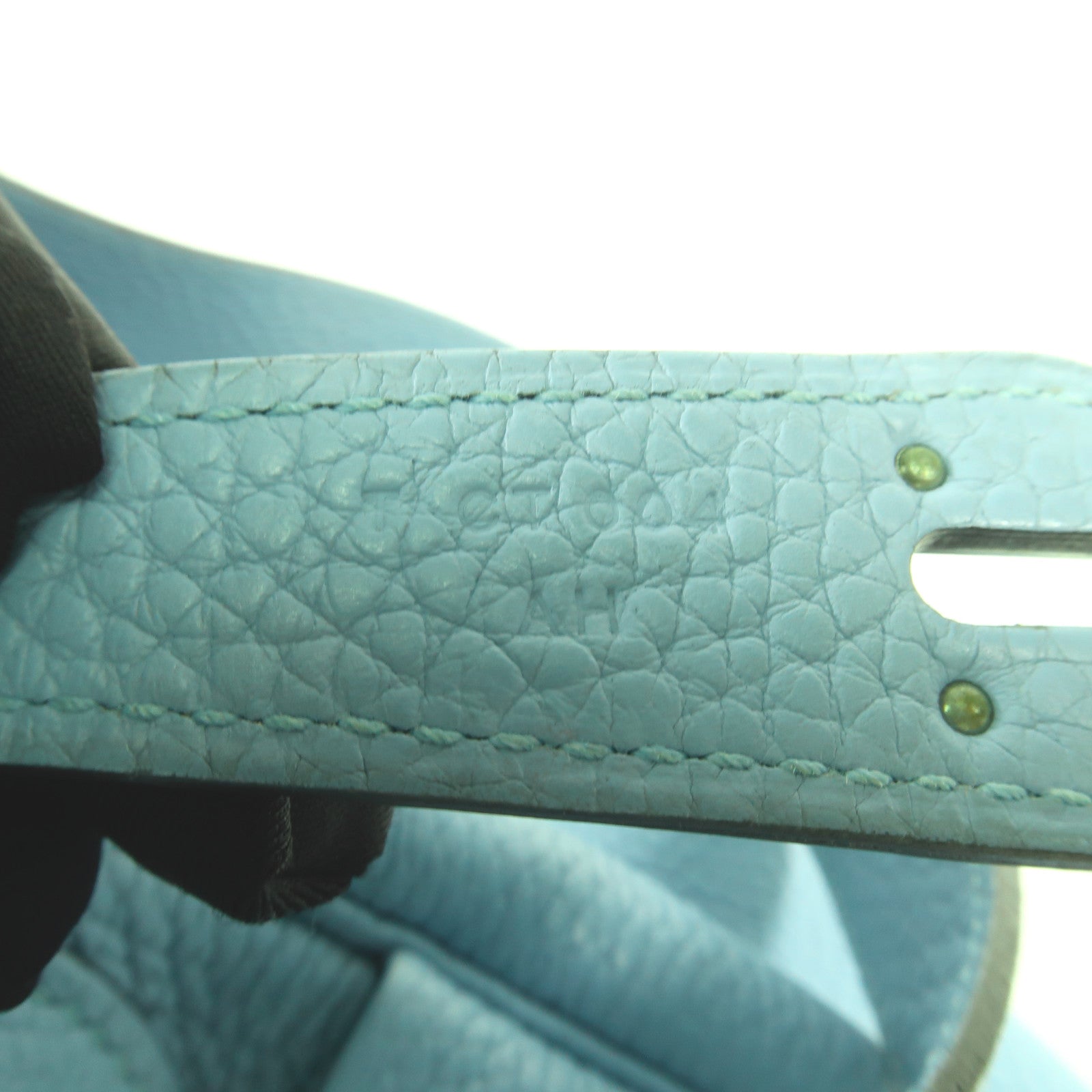 HERMES Clemence皮革Lindy 30銀扣手挽肩背兩用袋Bleu Atoll