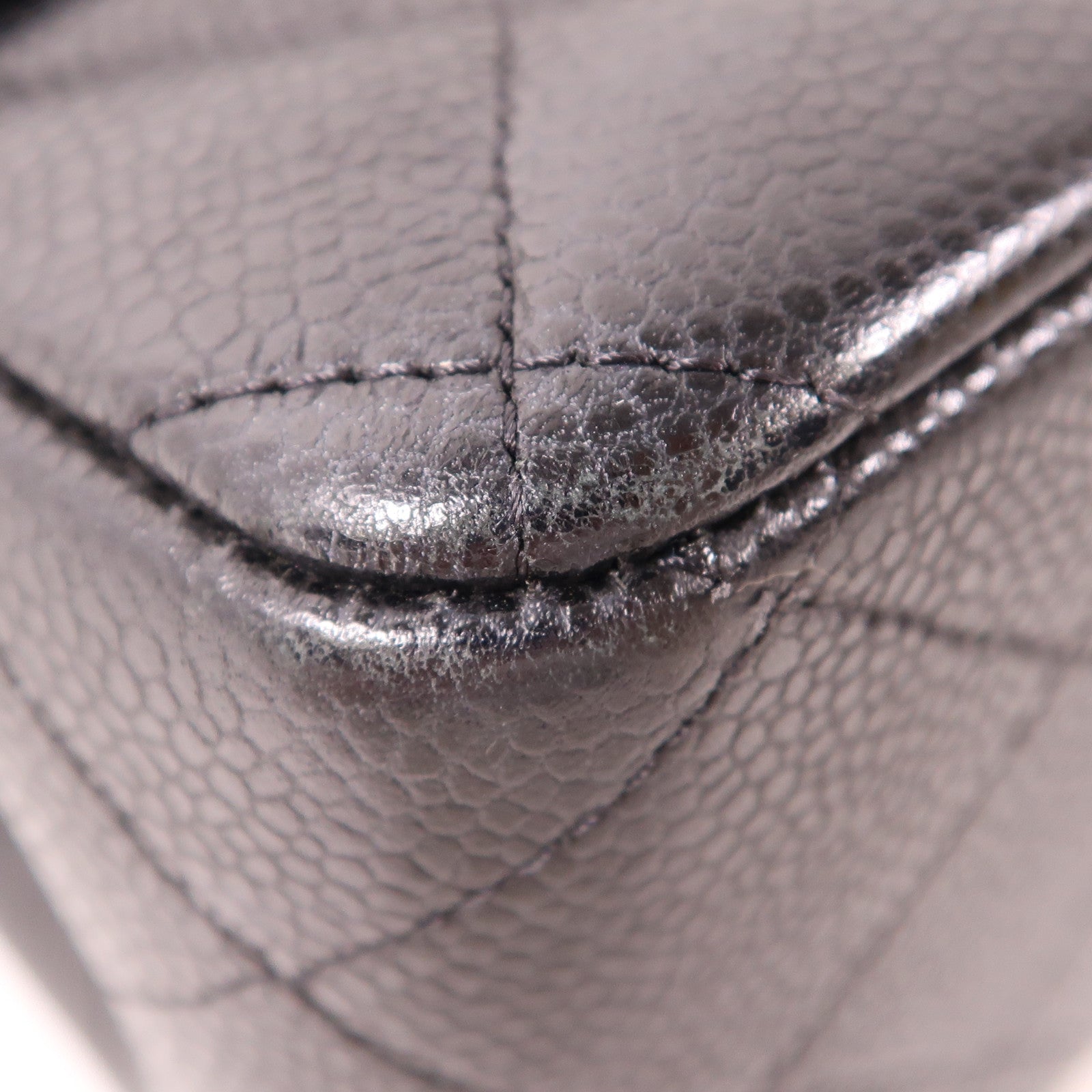 CHANEL 【激減優惠】牛皮皮革Large Classic銀扣鏈帶肩背袋