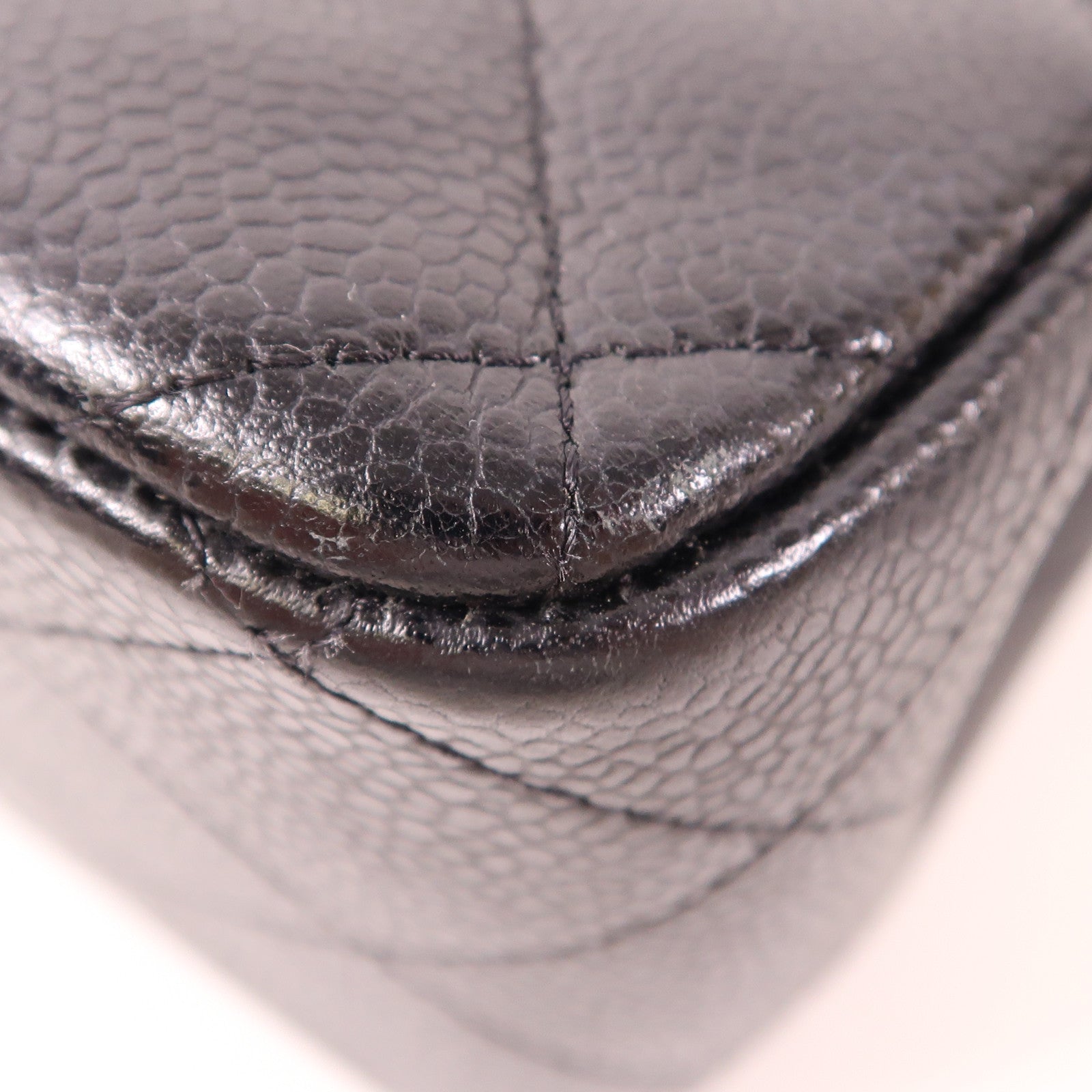 CHANEL 牛皮皮革Large Classic銀扣鏈帶肩背袋