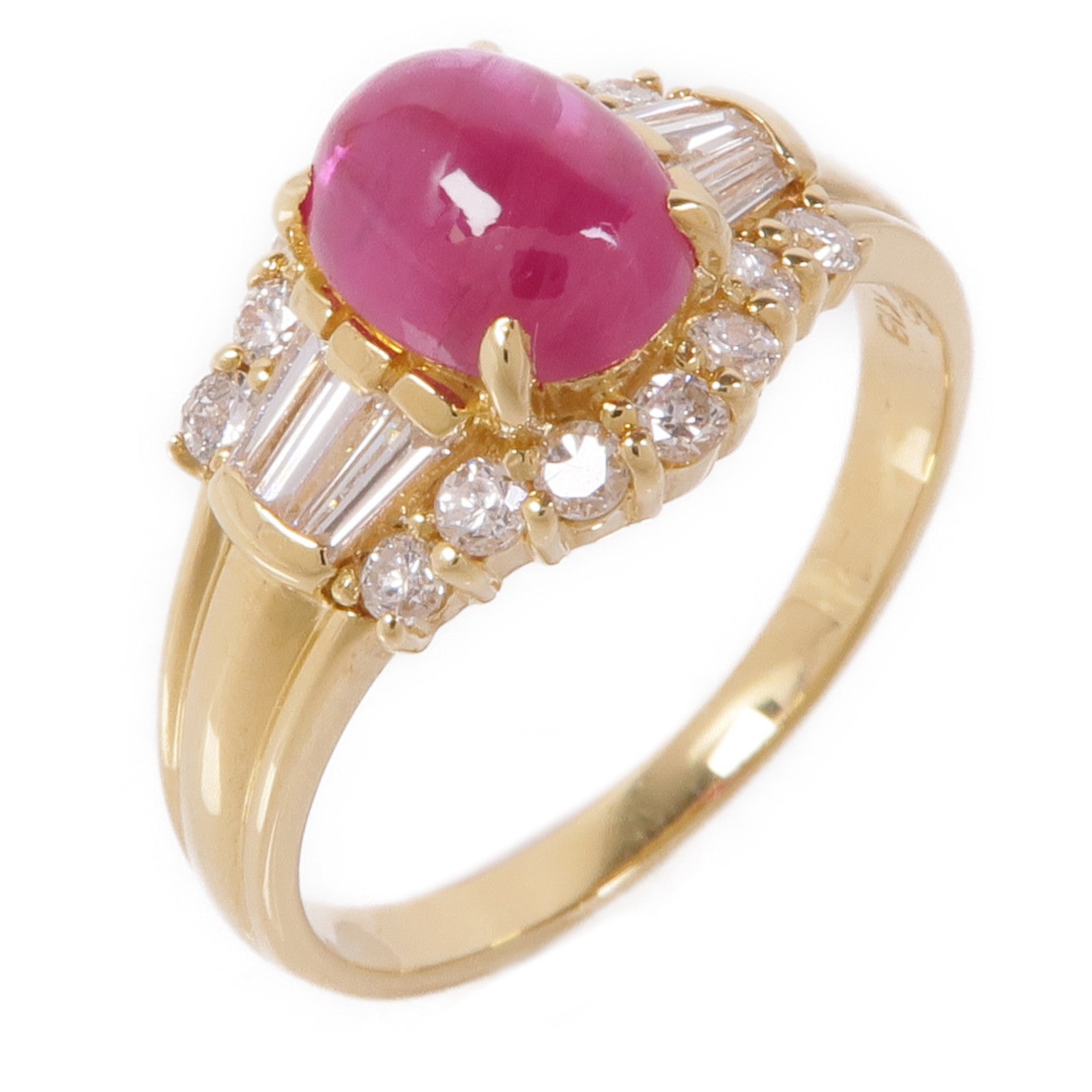 JEWELRY 【激減優惠】18K黃金Ruby/Diamond Ring紅寶石/鑽石戒指US#7.75
