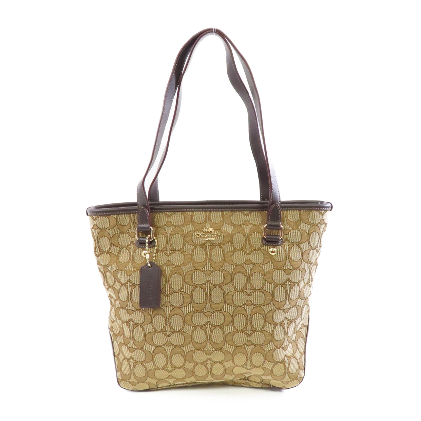 COACH 【激減優惠】帆布Tote Bag金扣手挽袋啡色