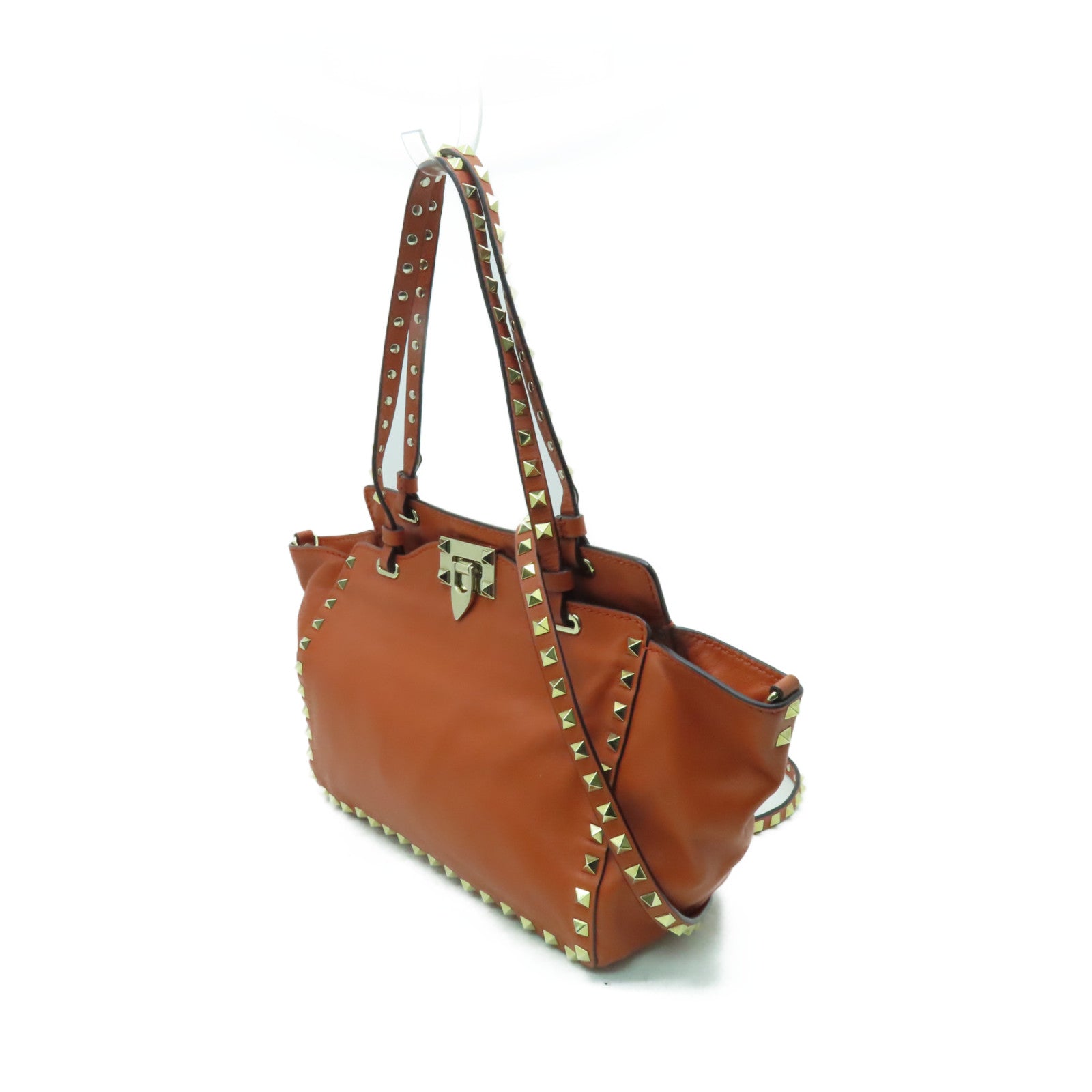 Valentino 【激減優惠】羊皮皮革2 Way Shoulder金扣手挽肩背兩用袋橙色
