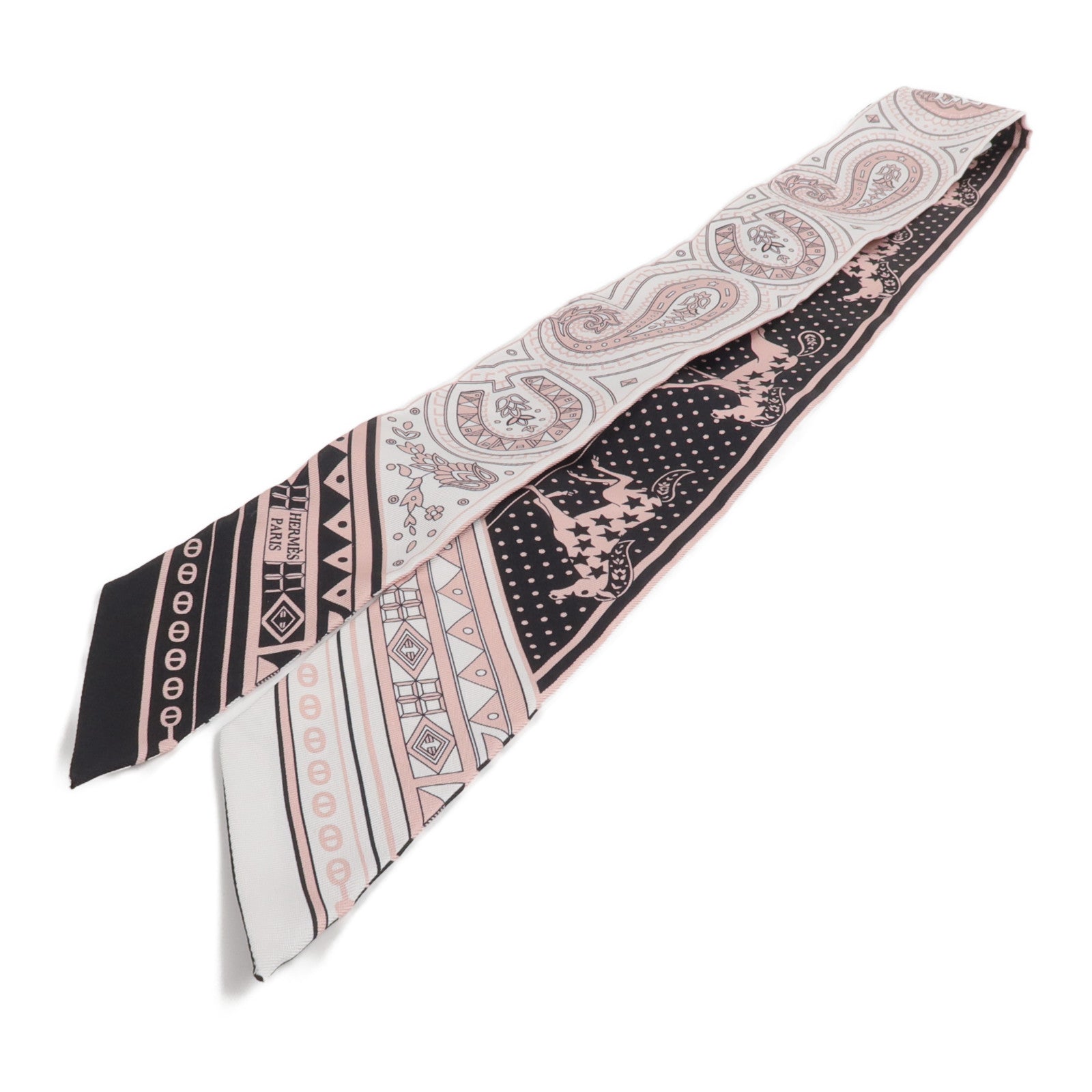 HERMES 絲質Merveilleuses Lanternes Twilly絲巾Noir/Blanc