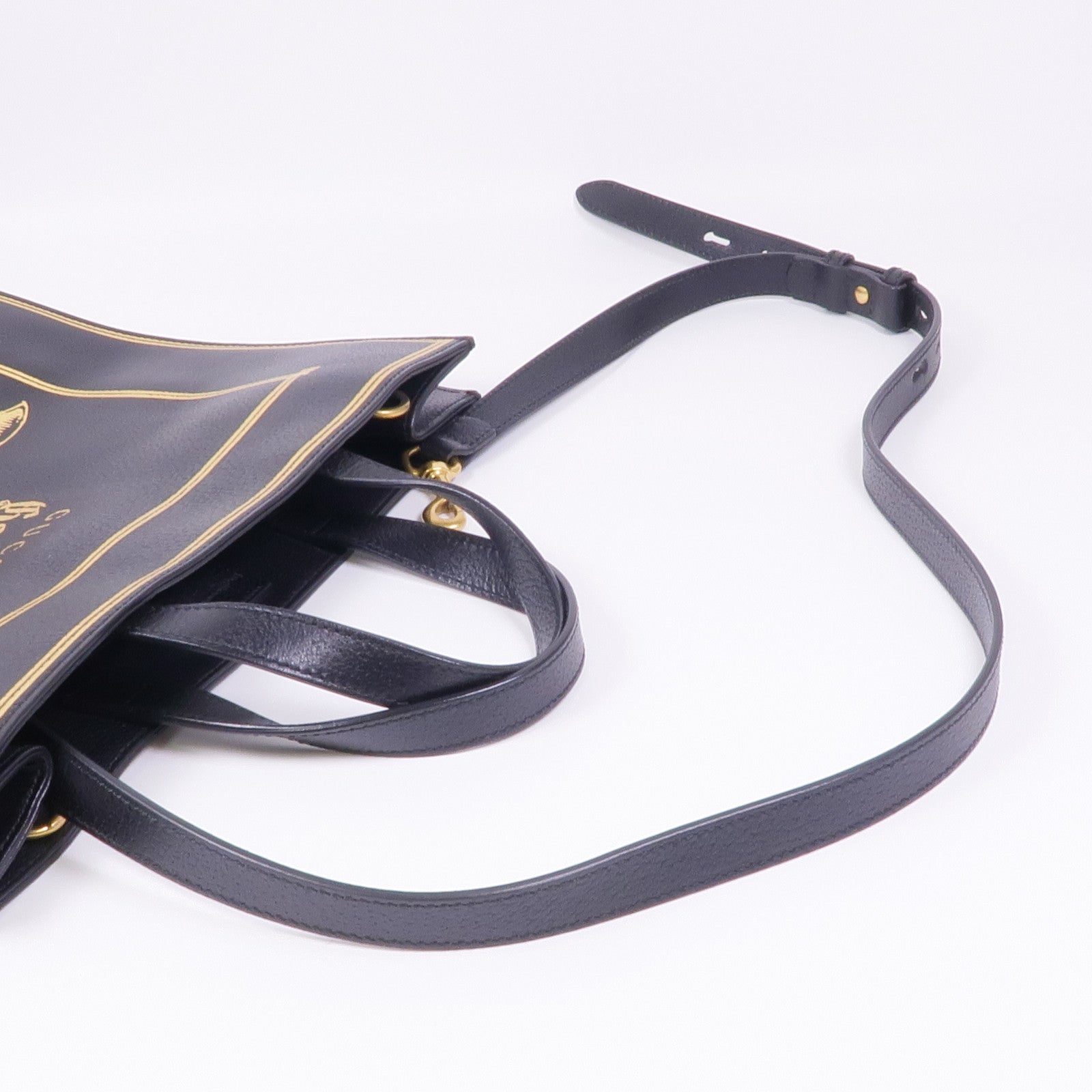 GUCCI GG GHW 2 Way Shoulder Bag 513907 Calfskin Leather Black