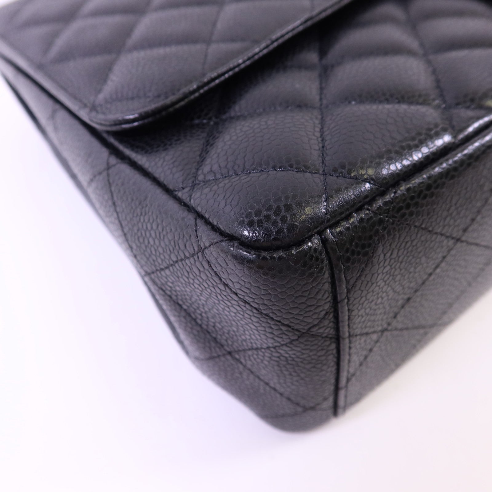 CHANEL 牛皮皮革Maxi Classic銀扣鏈帶肩背袋
