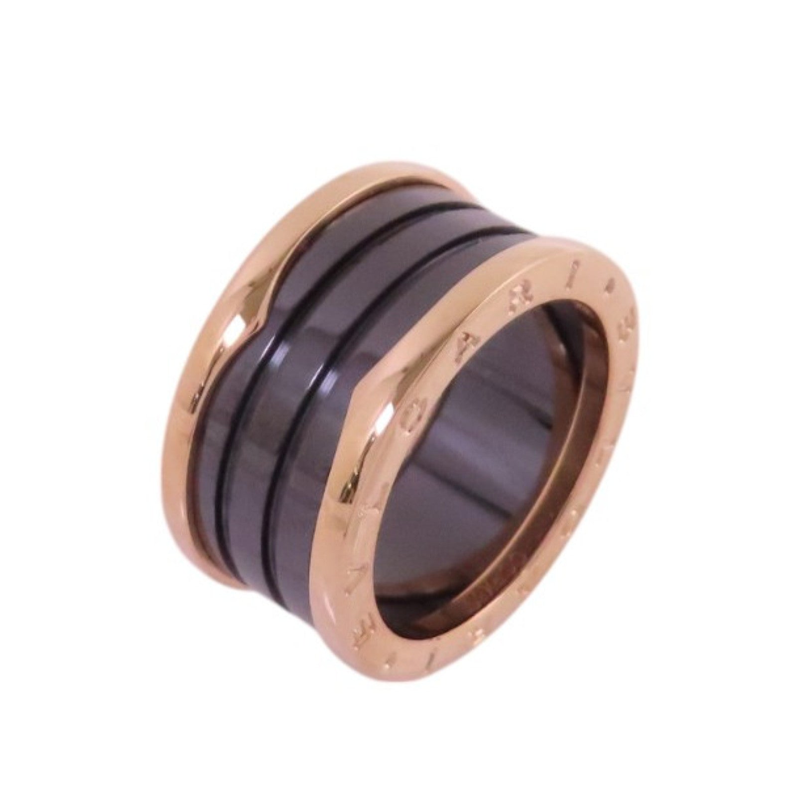 BVLGARI 18K玫瑰金/陶瓷B-Zero 1 4Band Ring戒指#59/US#8.25