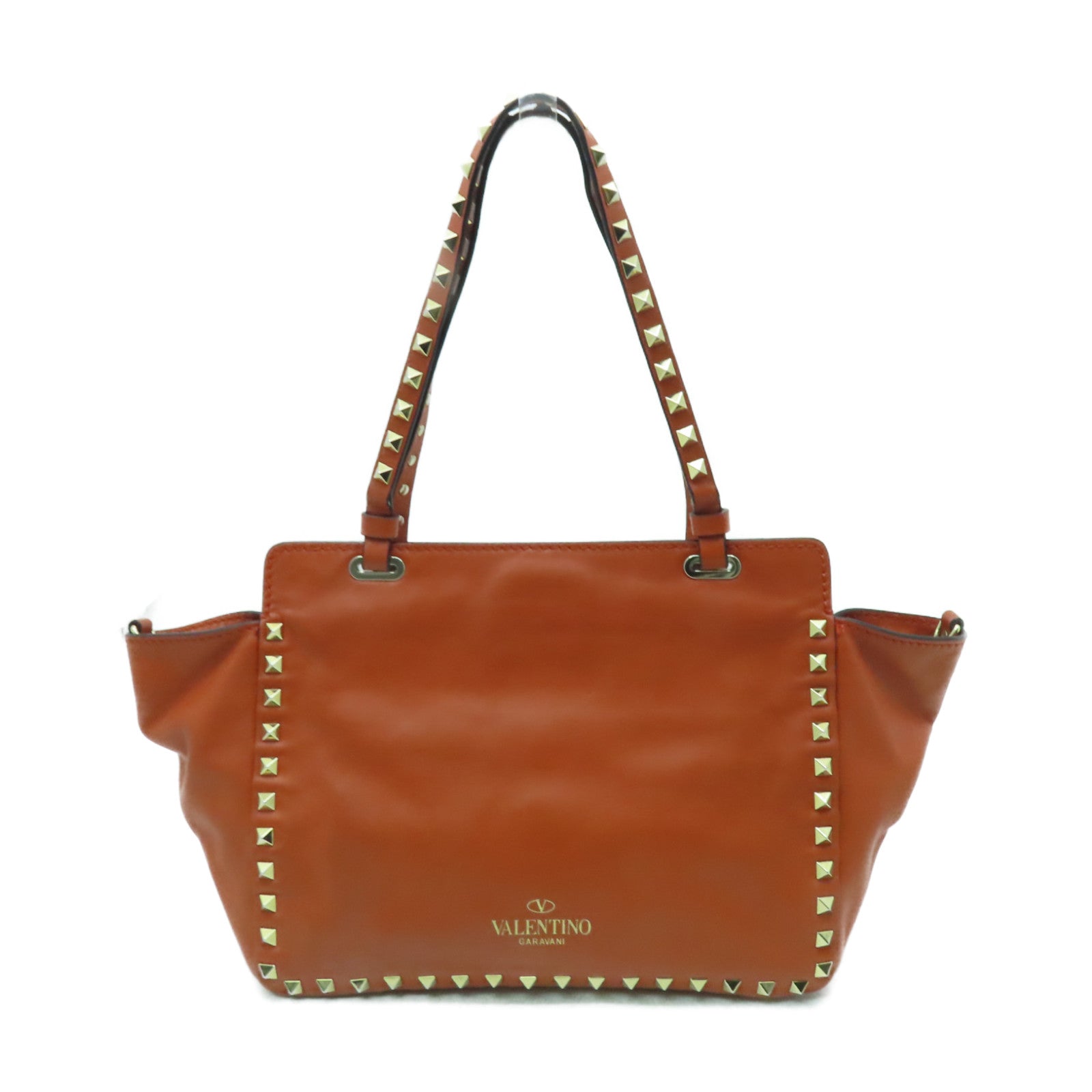 Valentino 【激減優惠】羊皮皮革2 Way Shoulder金扣手挽肩背兩用袋橙色