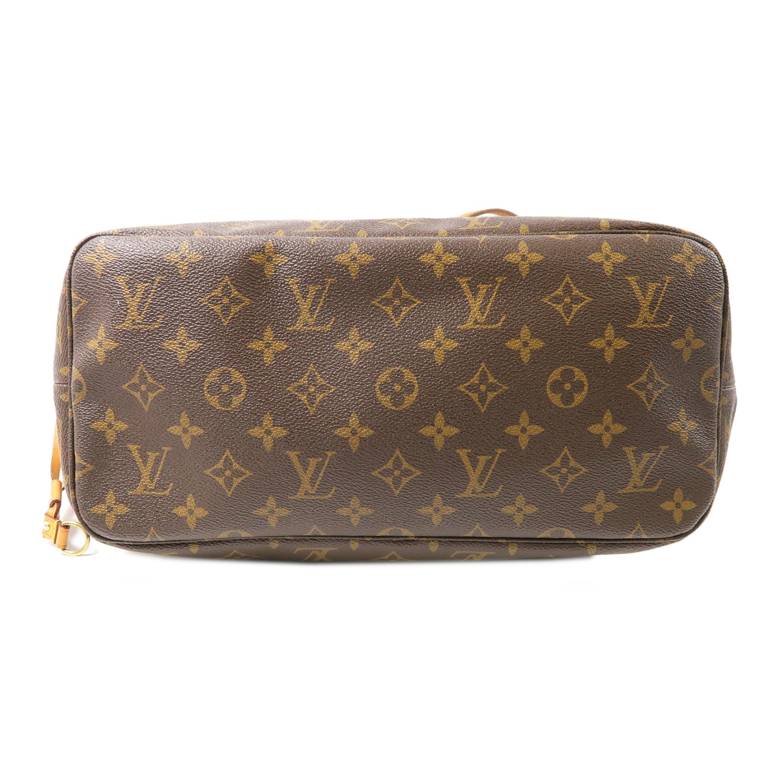 LOUIS VUITTON Monogram Neverfull MM金扣手挽袋棕色
