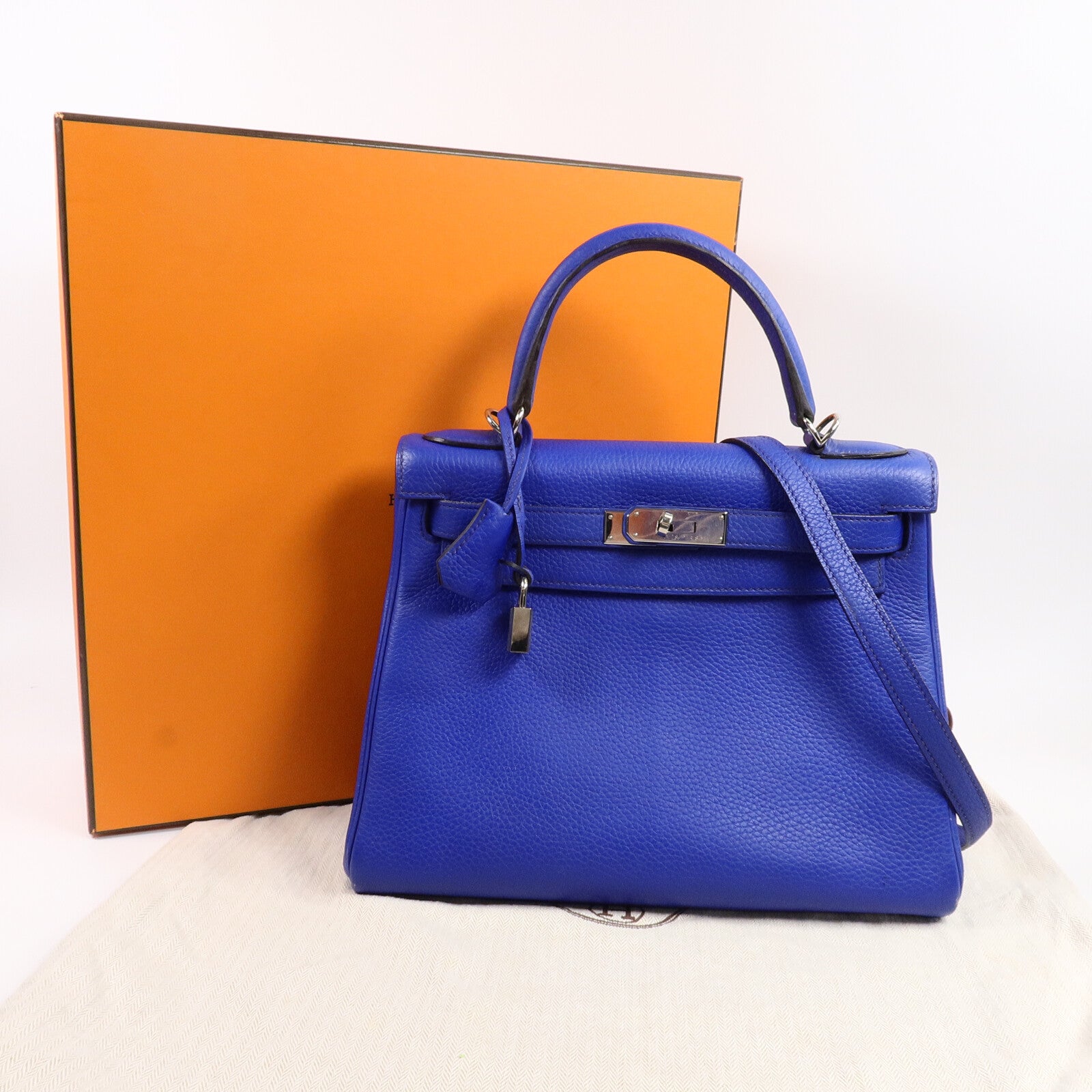 HERMES Togo皮革Kelly 28手挽肩背兩用袋Electric Blue