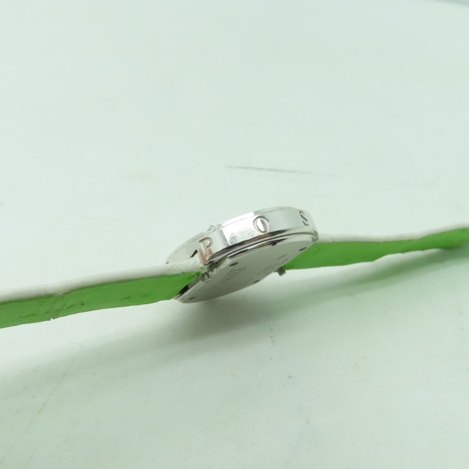 PIAGET Possession皮革帶/18K白金手錶石英機芯銀色