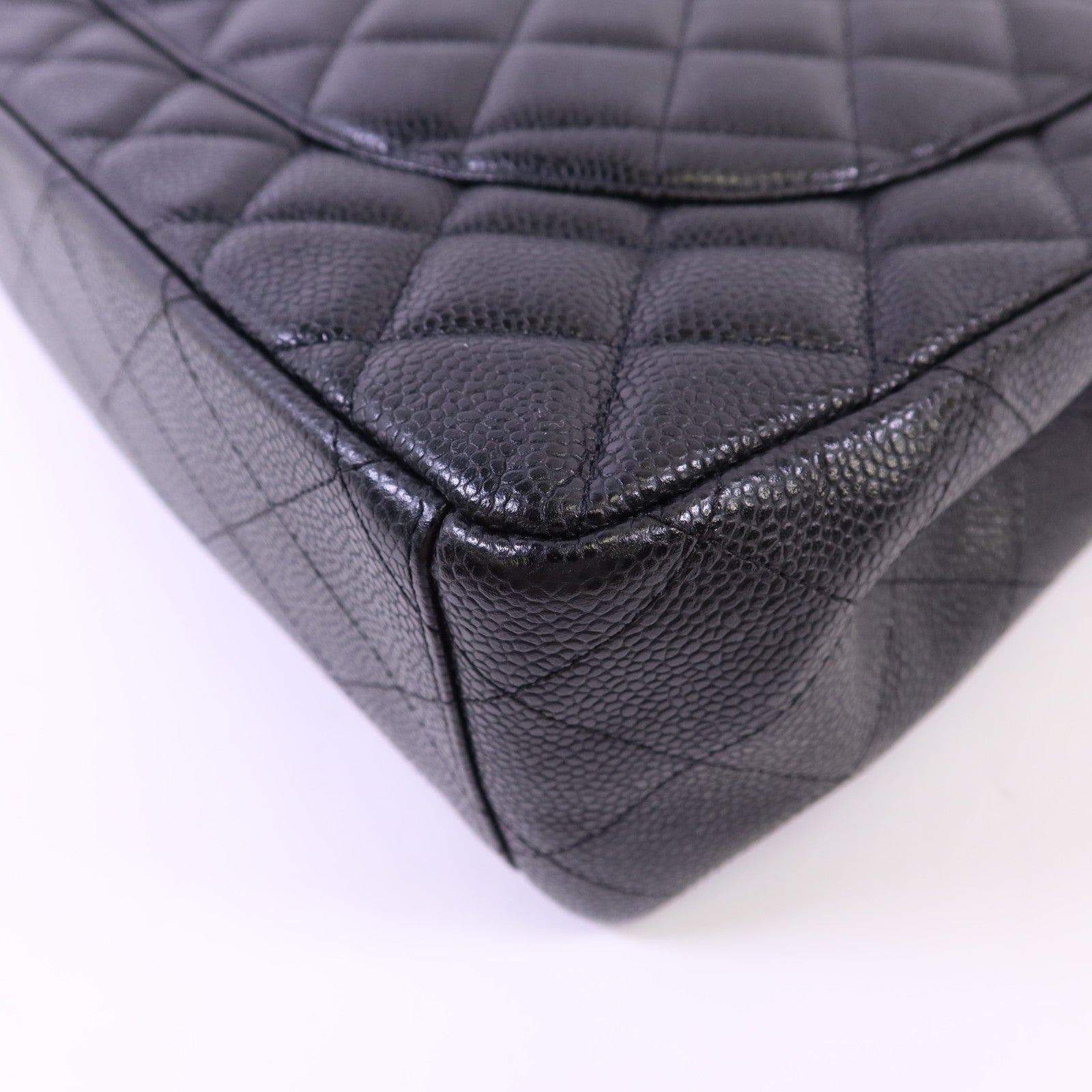 CHANEL 牛皮皮革Maxi Classic銀扣鏈帶肩背袋