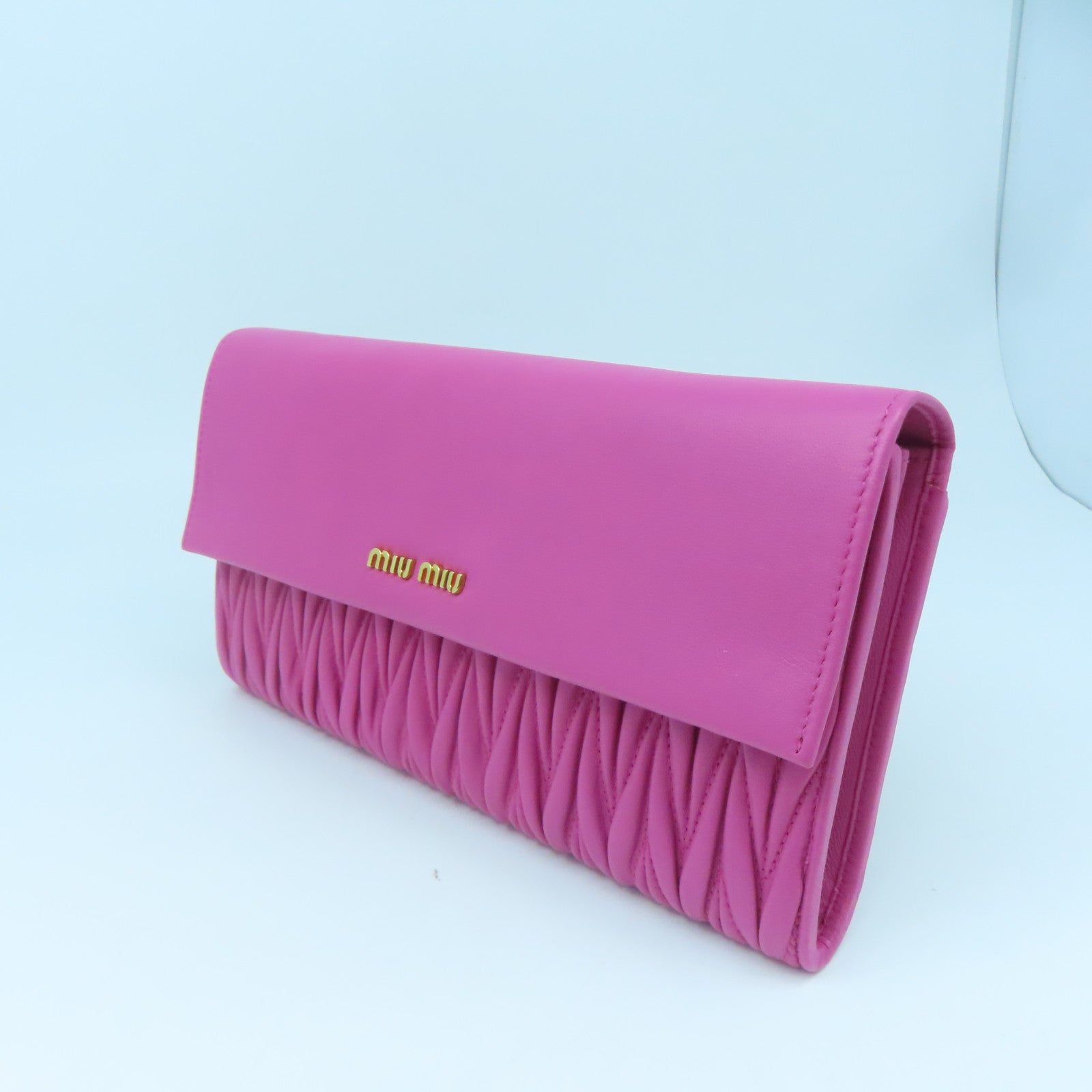 Miu Miu Sheepskin Leather Clutch Gold Buckle Clutch