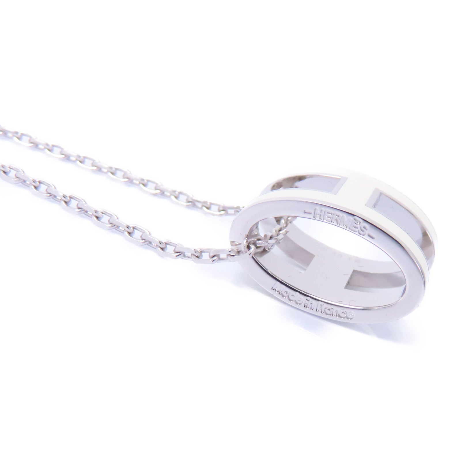HERMES 金屬Pop H Necklace項鍊白色/銀色