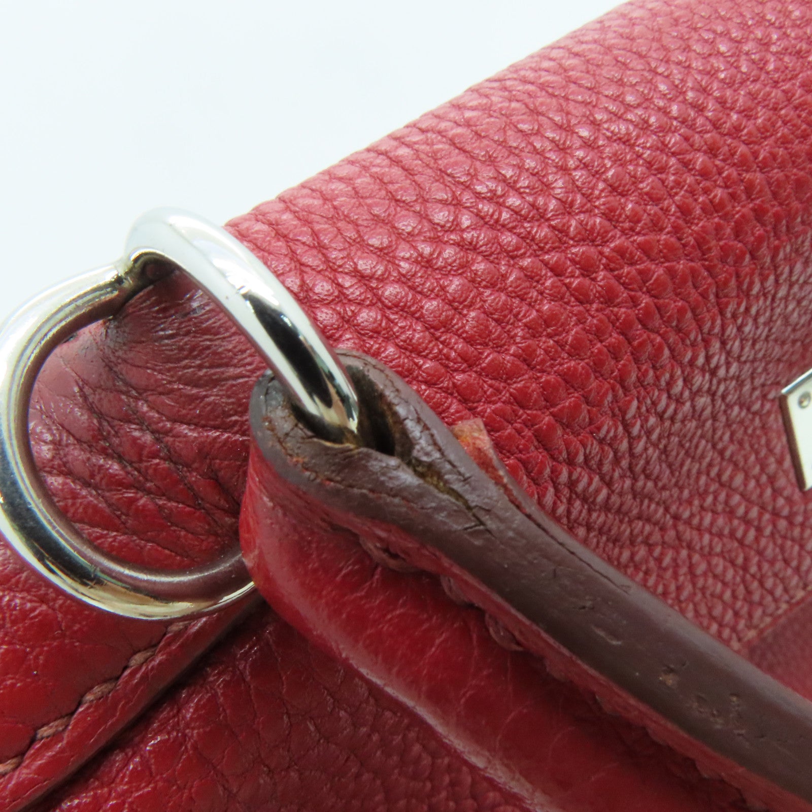 HERMES Togo皮革Kelly 28銀扣手挽肩背兩用袋暗紅色
