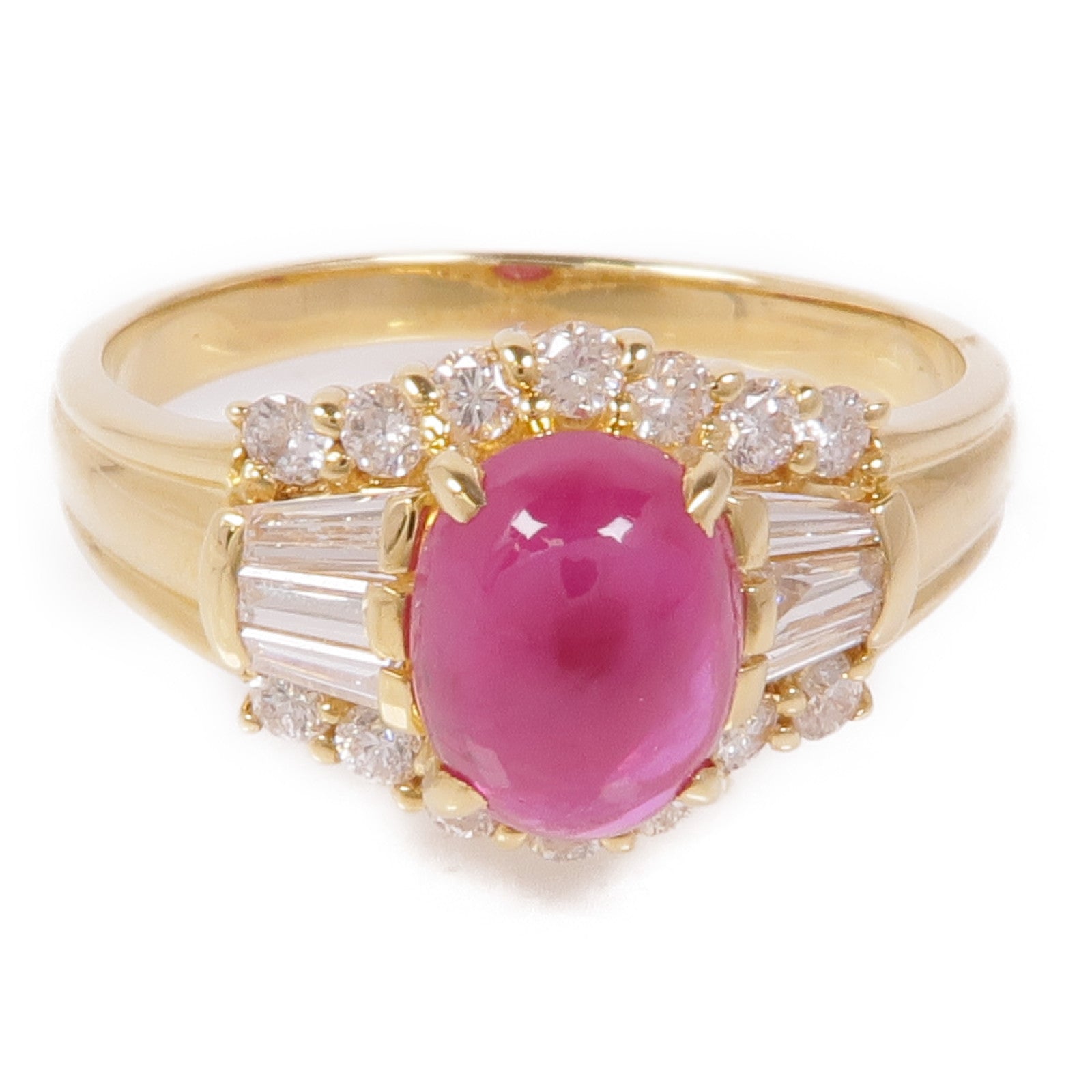 JEWELRY 【激減優惠】18K黃金Ruby/Diamond Ring紅寶石/鑽石戒指US#7.75