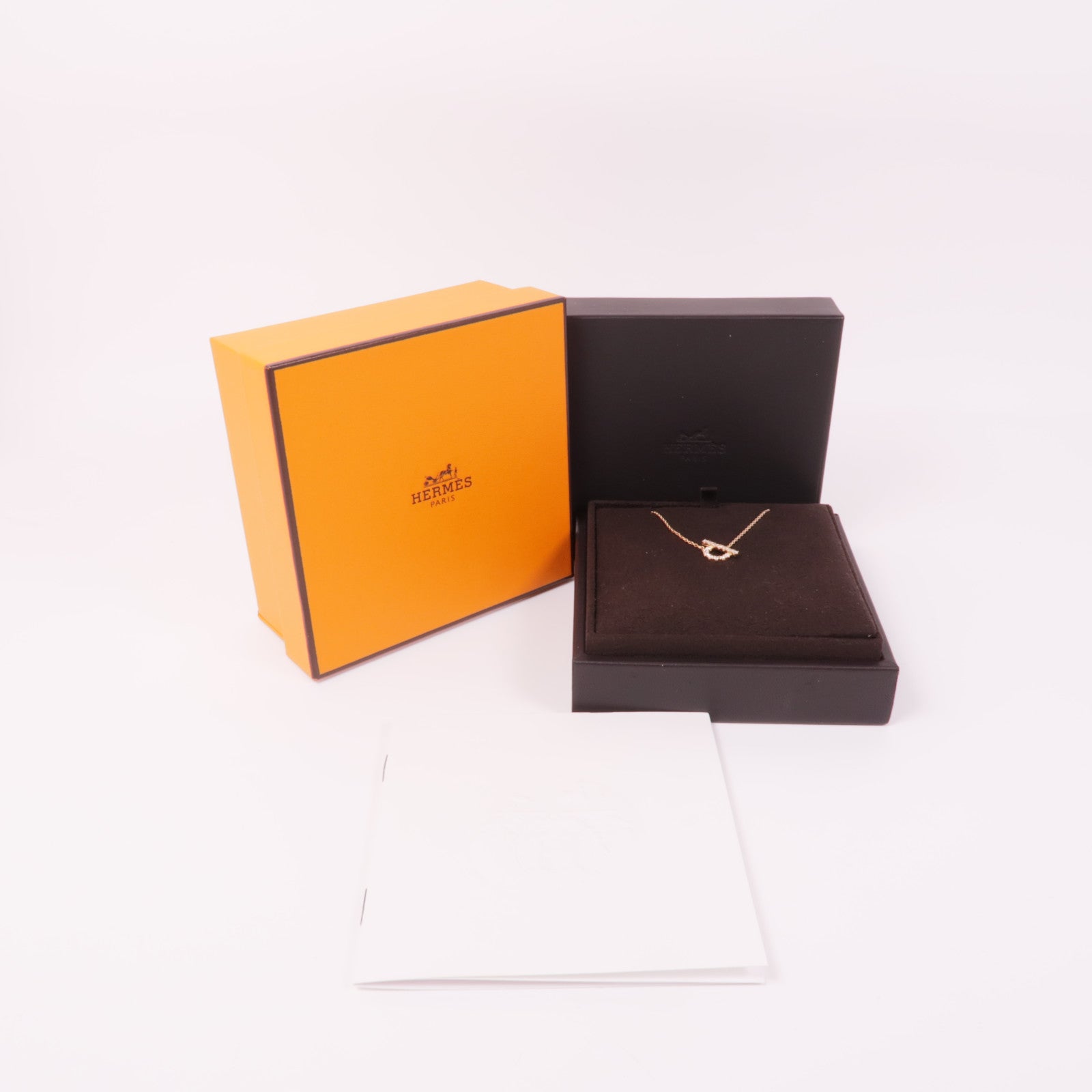 HERMES Finesse Pendant Necklace 18K Pink Gold Diamond