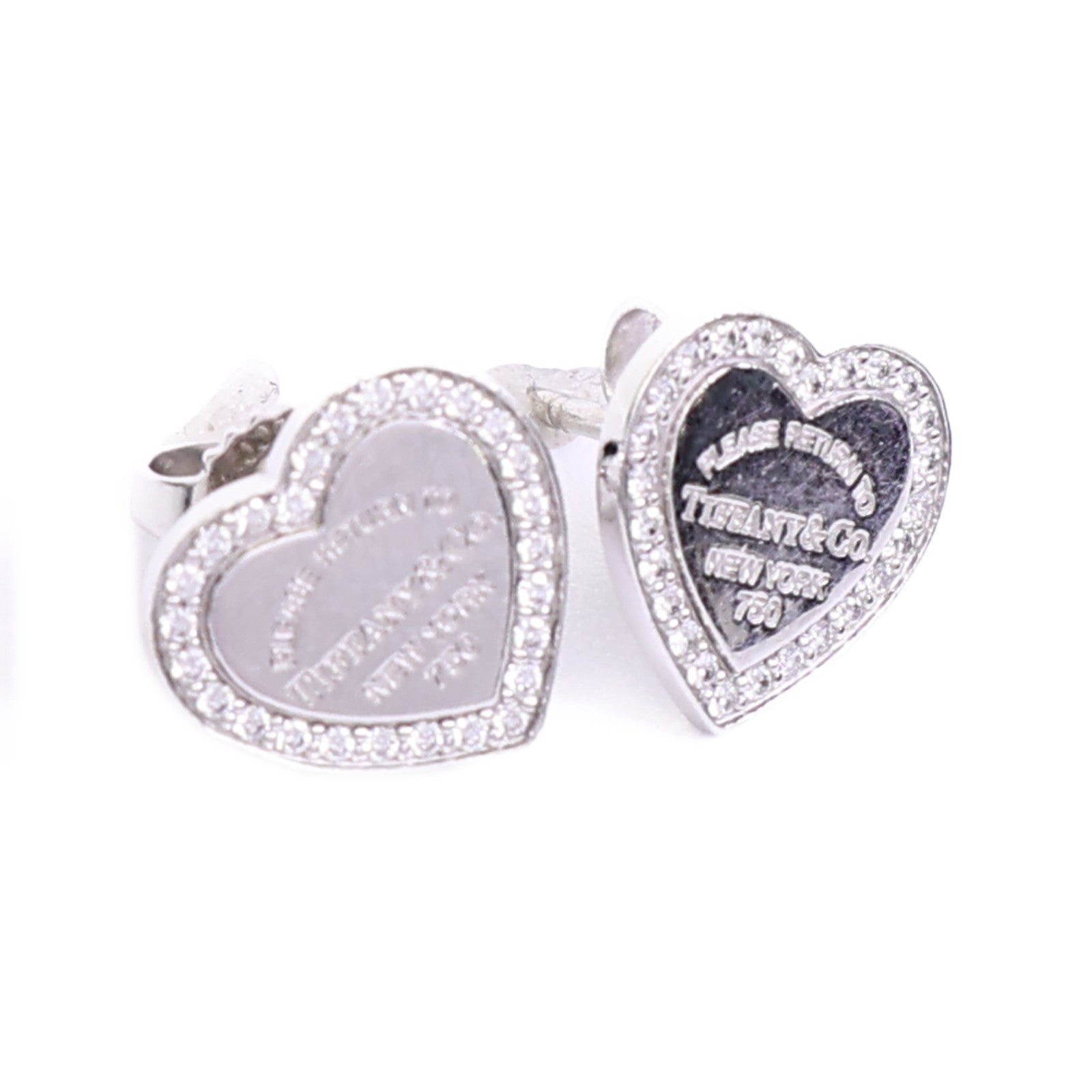 TIFFANY＆CO 18K白金Return To Tiffany Heart Tag鑽石耳環