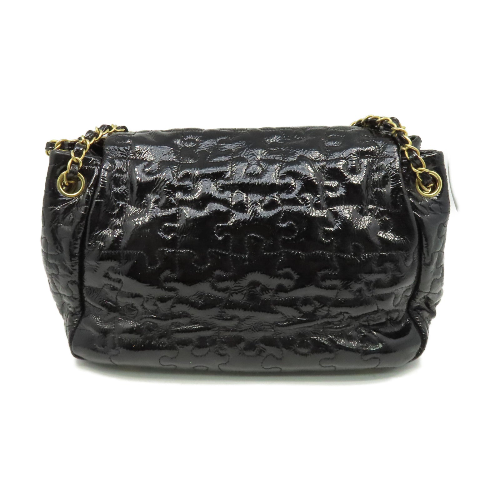 CHANEL 【激減優惠】漆皮Chain Shoulder Bag金扣鏈帶肩背袋黑色