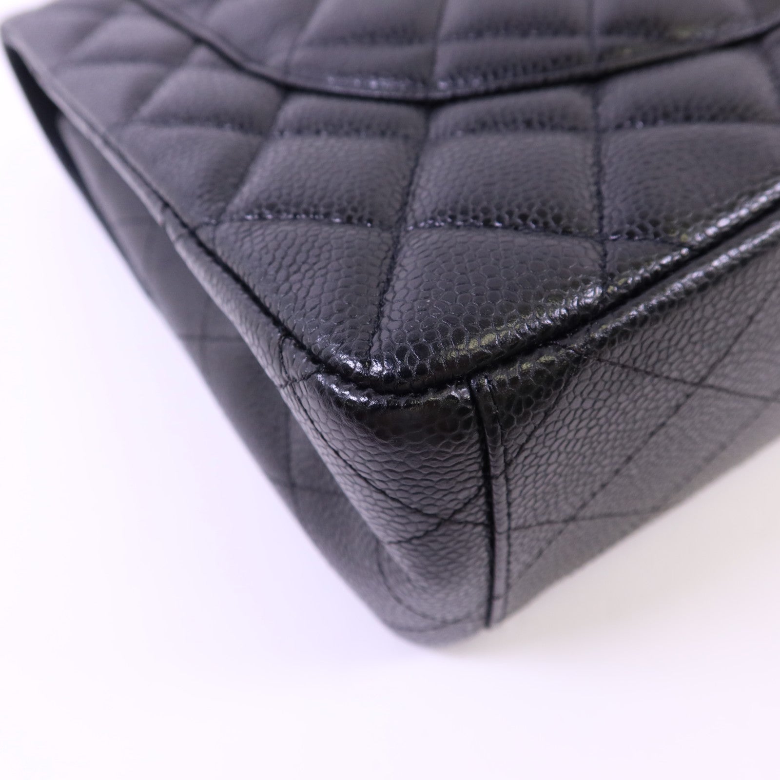 CHANEL 牛皮皮革Maxi Classic銀扣鏈帶肩背袋