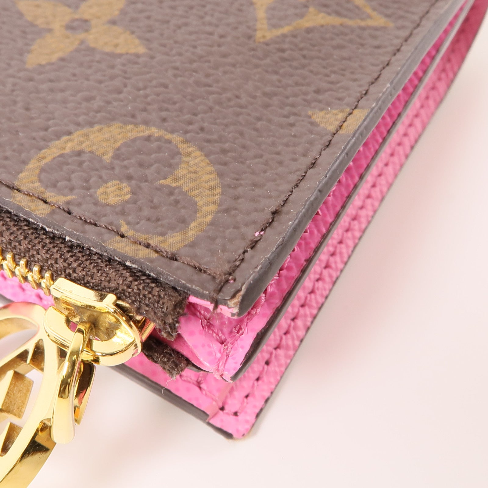 LOUIS VUITTON Monogram Lisa Wallet金扣錢包棕色/粉紅色