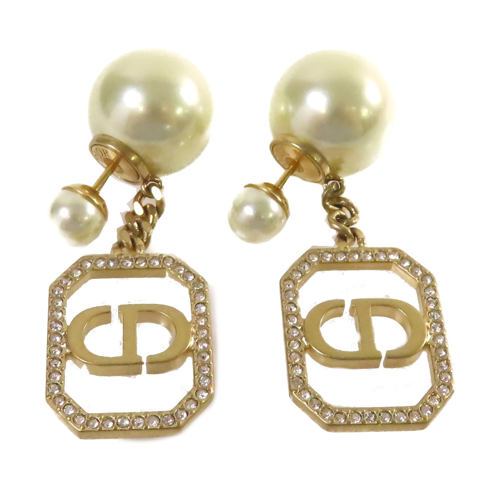 Dior 仿珍珠CD Earrings耳環珍珠色/金色