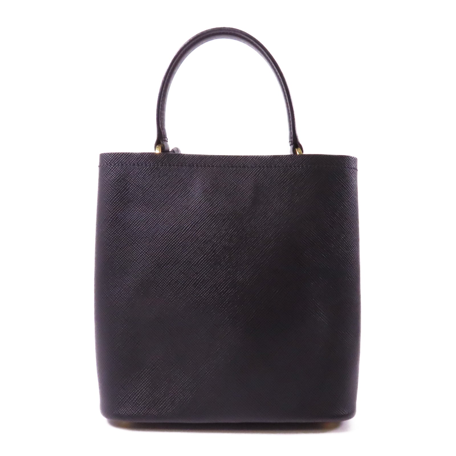 PRADA Saffiano皮革Panier金扣手挽肩背兩用袋黑色