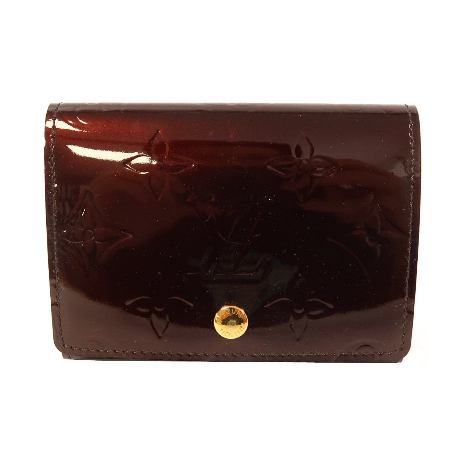 LOUIS VUITTON Monogram Vernis Card Case金扣零錢包紅色