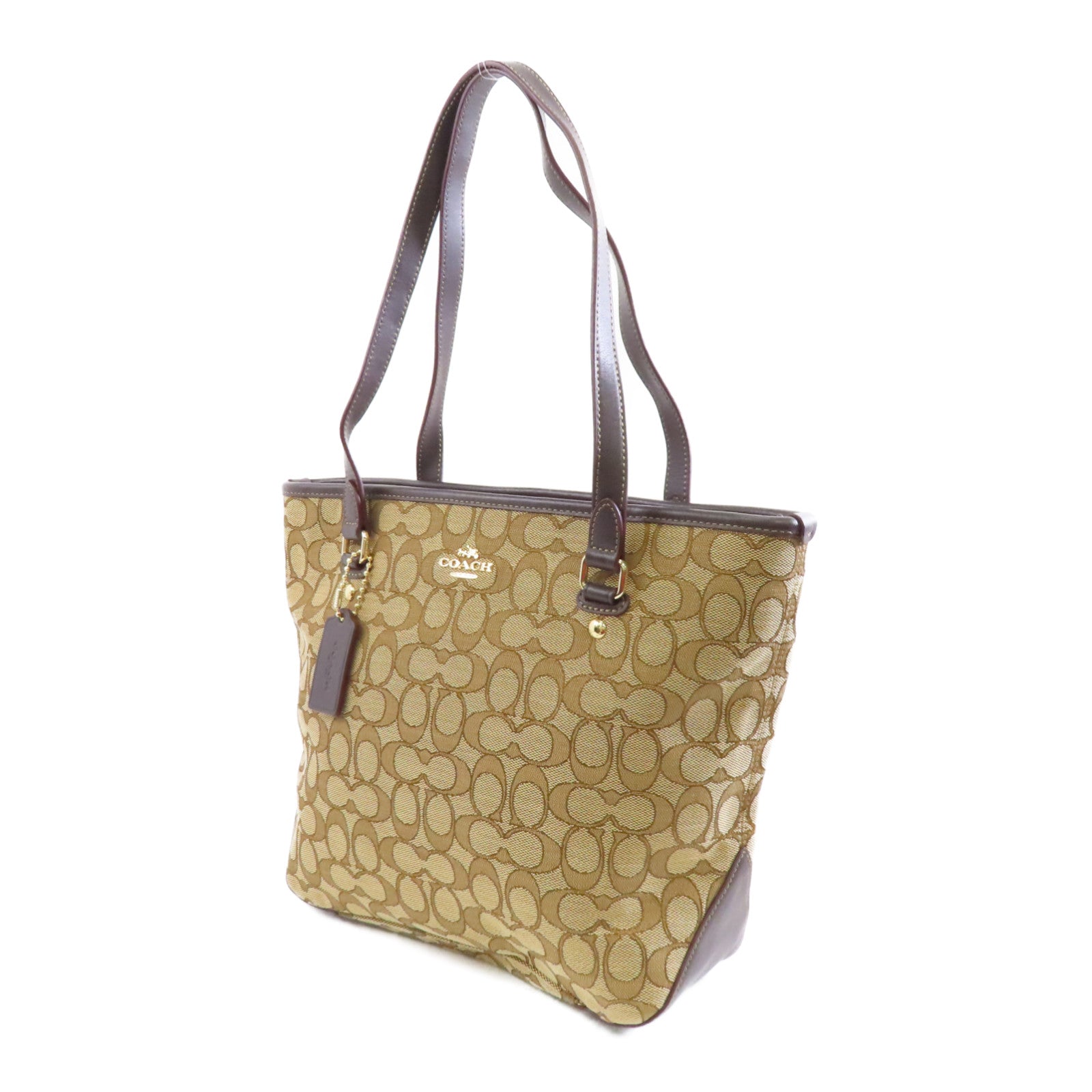 COACH 【激減優惠】帆布Tote Bag金扣手挽袋啡色