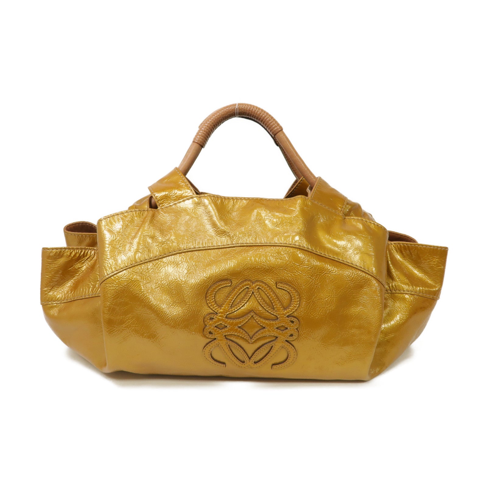 LOEWE 漆皮皮革Vintage Handbag金扣手挽袋金色