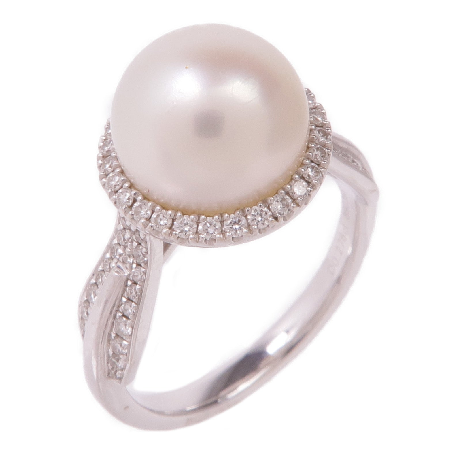JEWELRY 18K白金Pearl Diamond Ring珍珠/鑽石戒指US#6