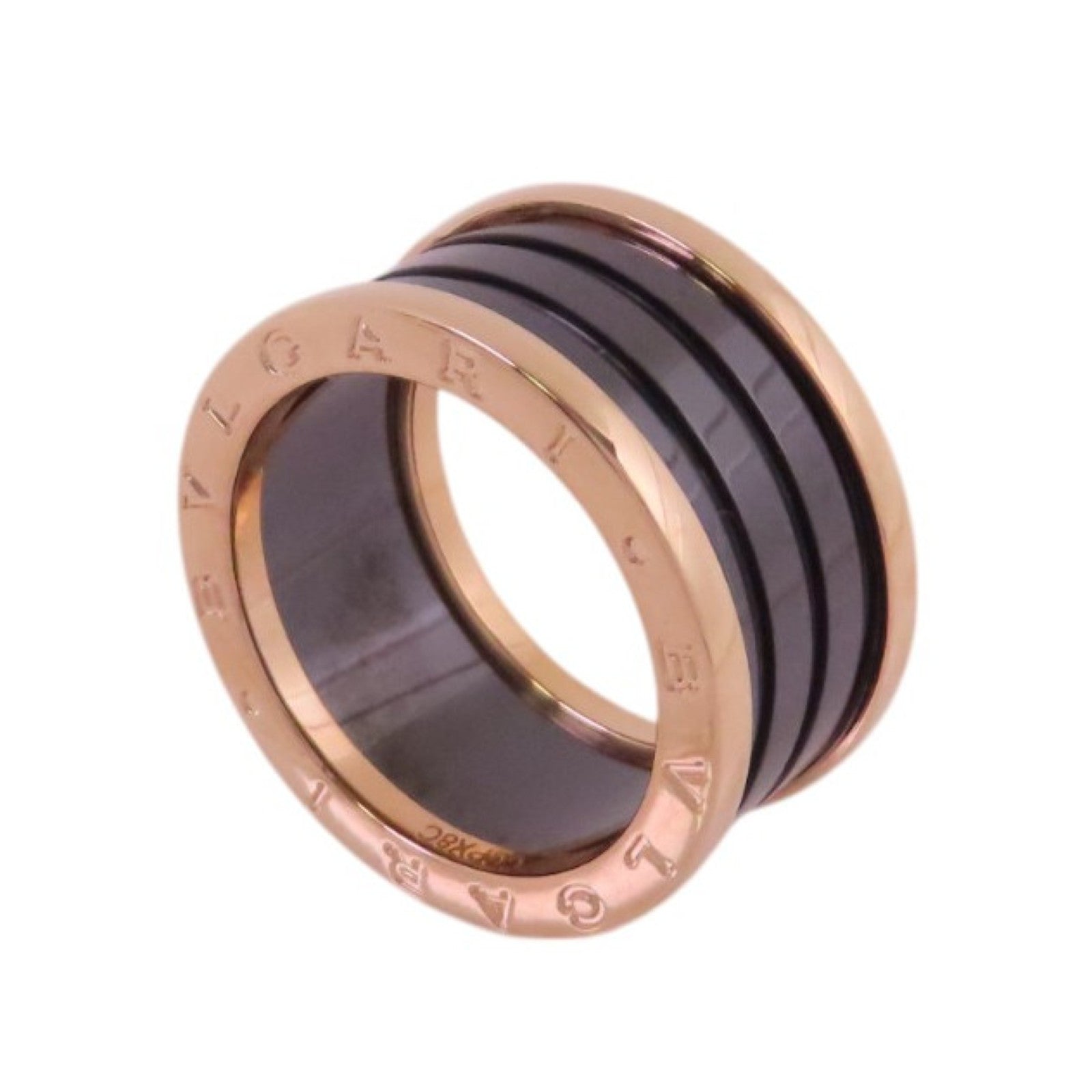 BVLGARI 18K玫瑰金/陶瓷B-Zero 1 4Band Ring戒指#59/US#8.25