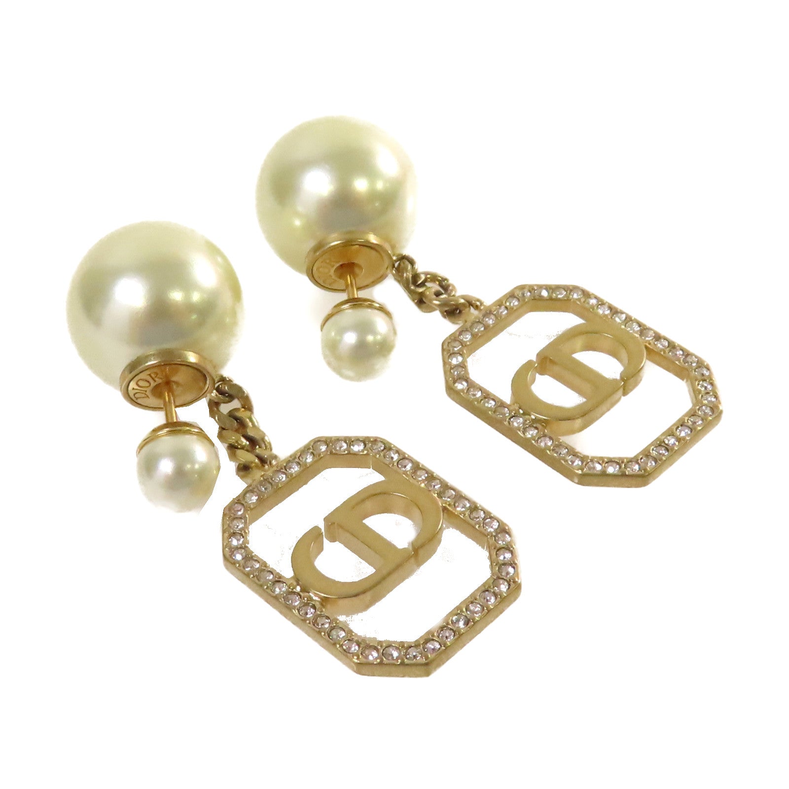 Dior 仿珍珠CD Earrings耳環珍珠色/金色