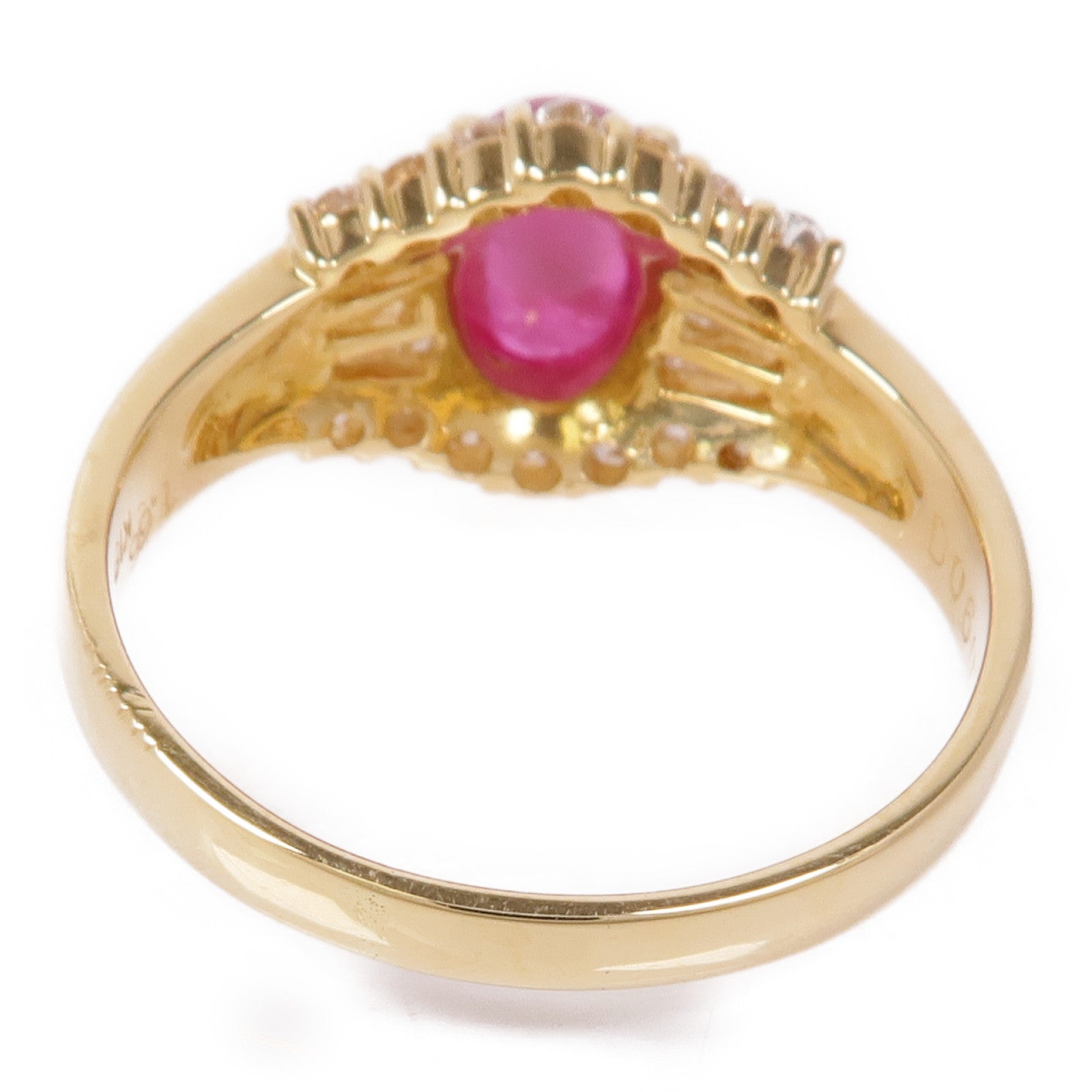 JEWELRY 【激減優惠】18K黃金Ruby/Diamond Ring紅寶石/鑽石戒指US#7.75