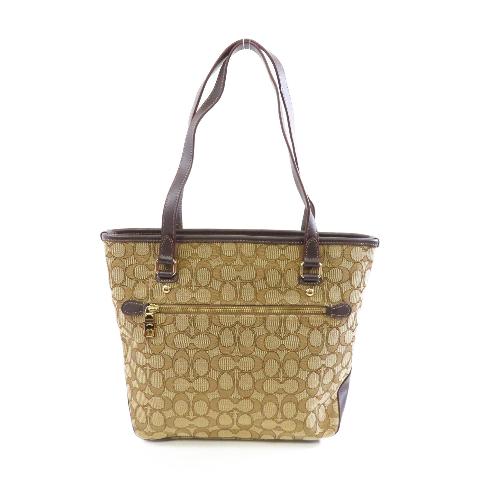 COACH 【激減優惠】帆布Tote Bag金扣手挽袋啡色