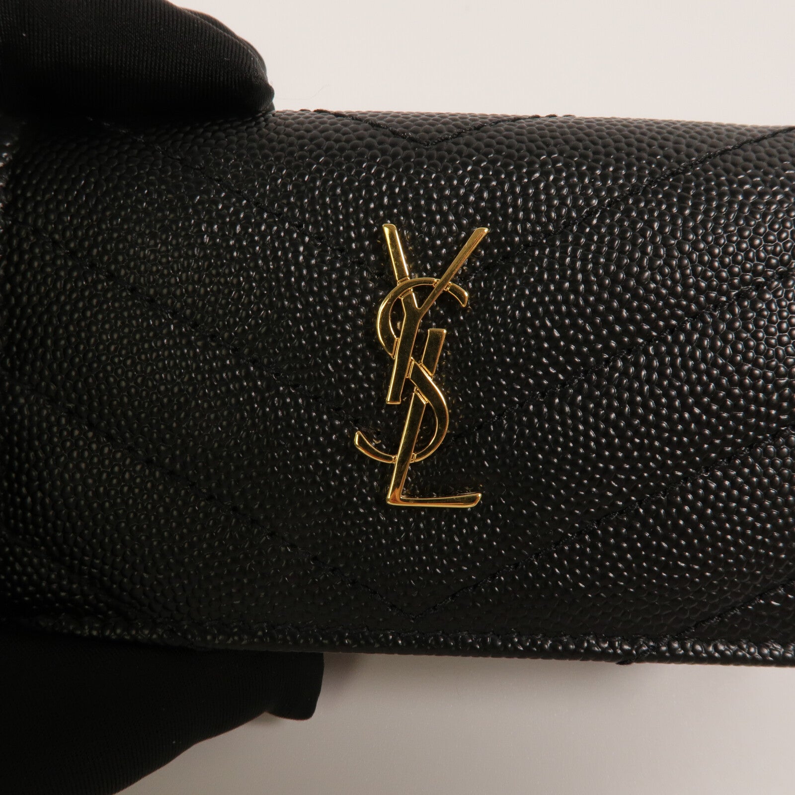 SAINT LAURENT 牛皮皮革Cassandre Matelasse Origami Tiny Wallet錢包