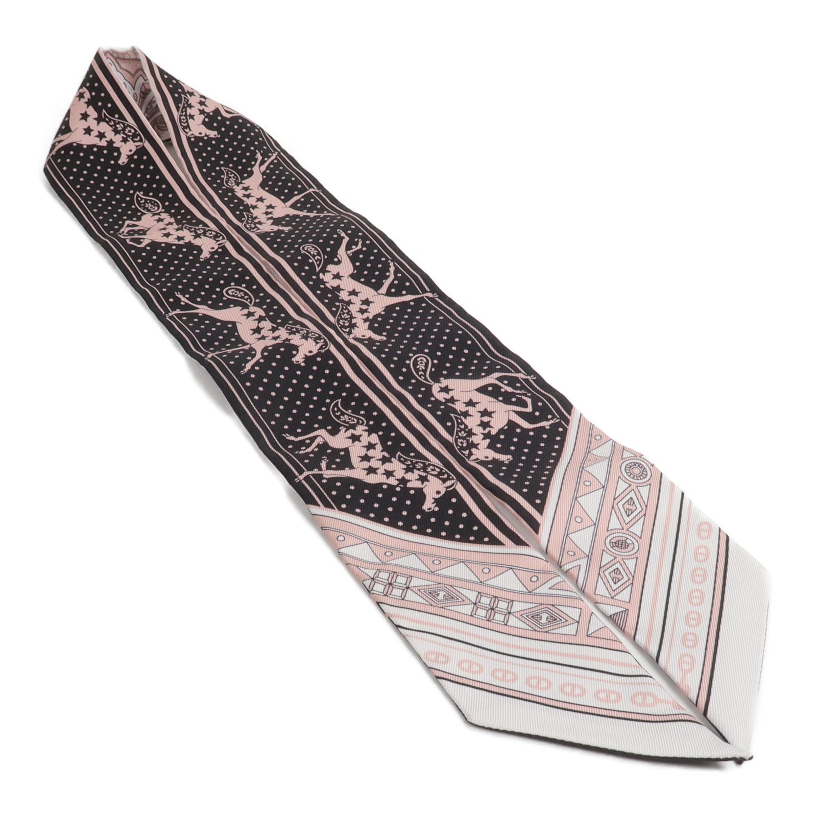 HERMES 絲質Merveilleuses Lanternes Twilly絲巾Noir/Blanc